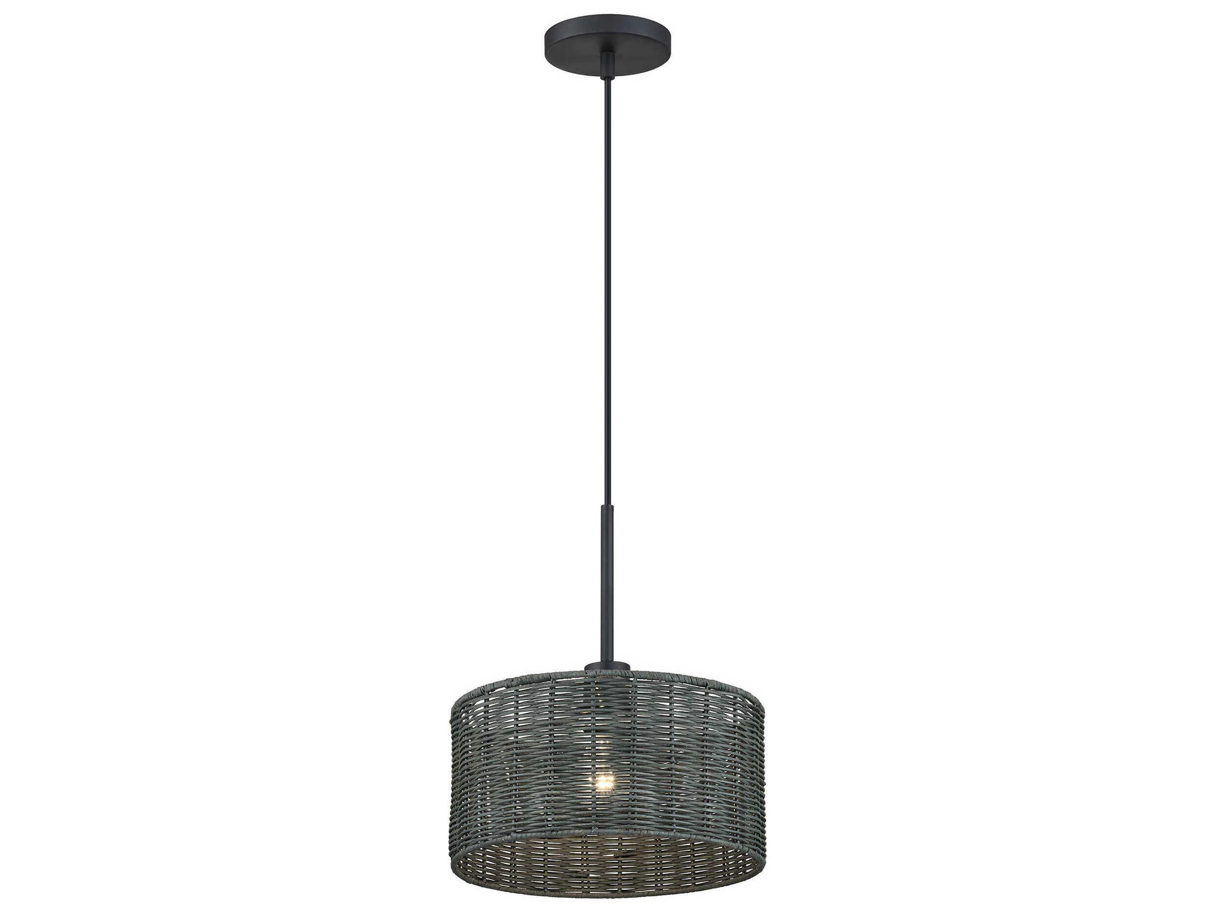 Livex Lighting Weavington 1-Light Black Drum Mini Pendant