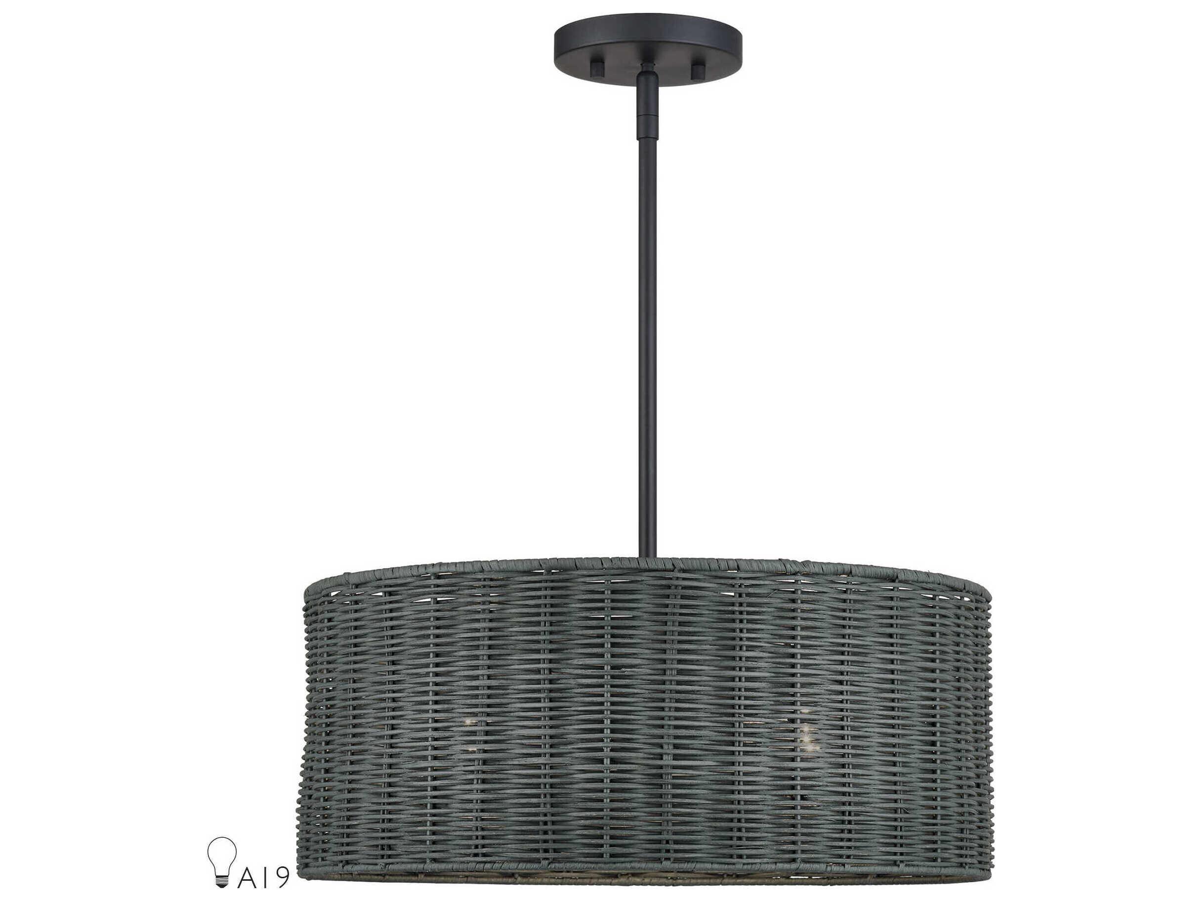 Livex Lighting Weavington 3-Light Black Drum Pendant