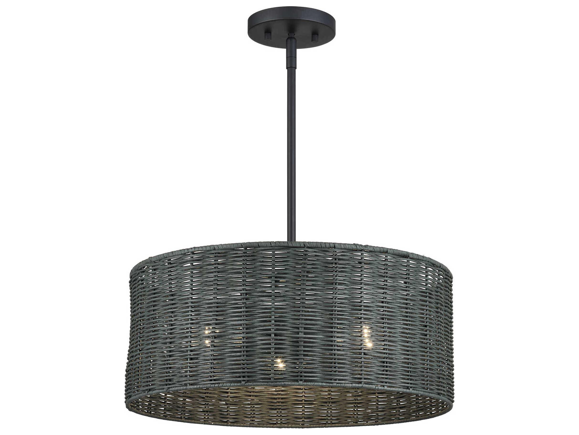 Livex Lighting Weavington 3-Light Black Drum Pendant