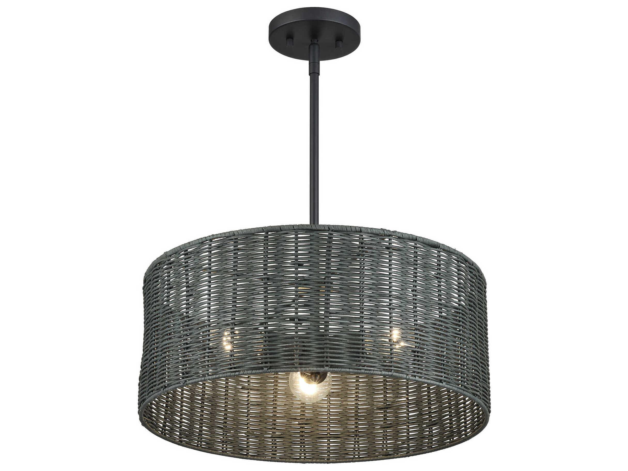 Livex Lighting Weavington 3-Light Black Drum Pendant