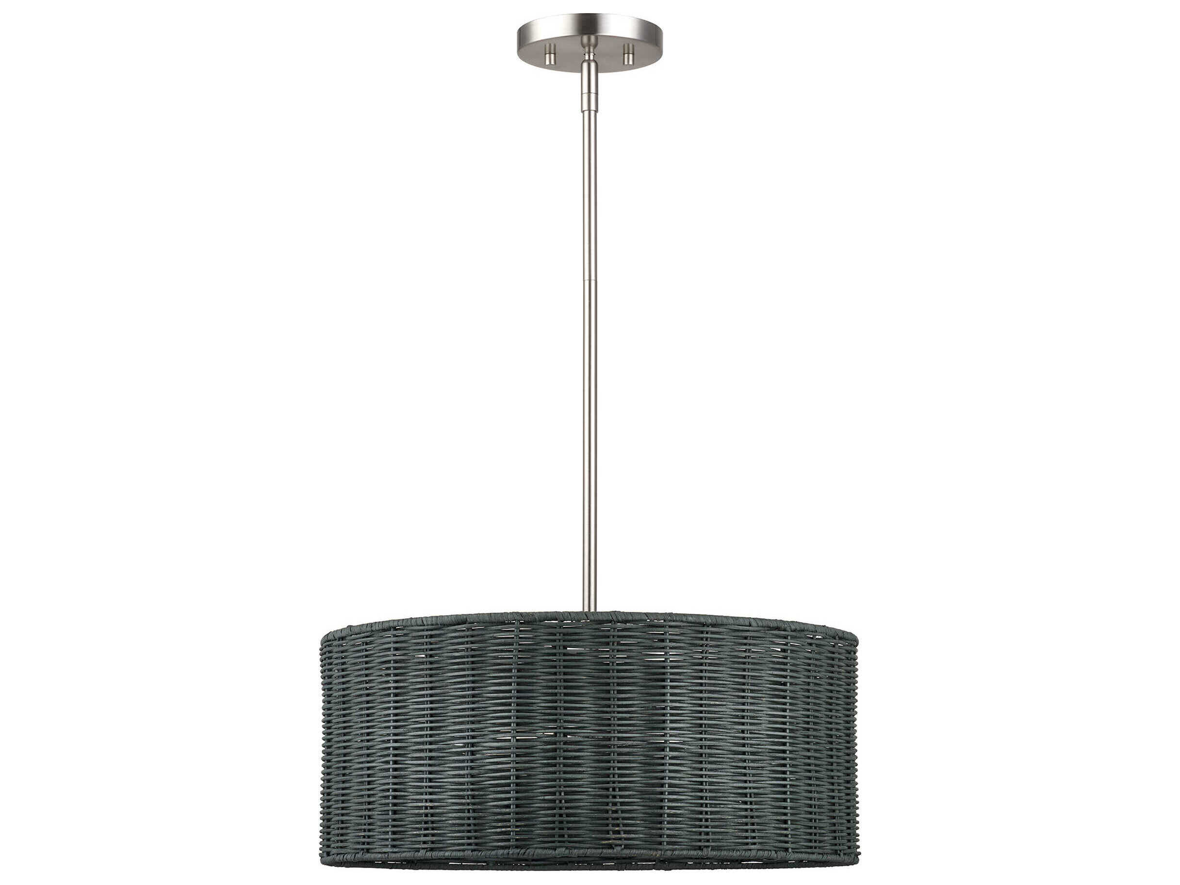 Livex Lighting Weavington 3-Light Brushed Nickel Drum Pendant