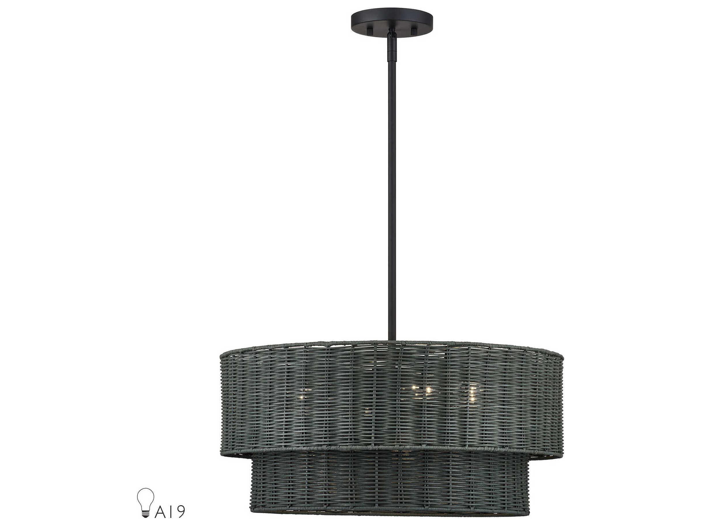 Livex Lighting Weavington 4-Light Black Drum Pendant