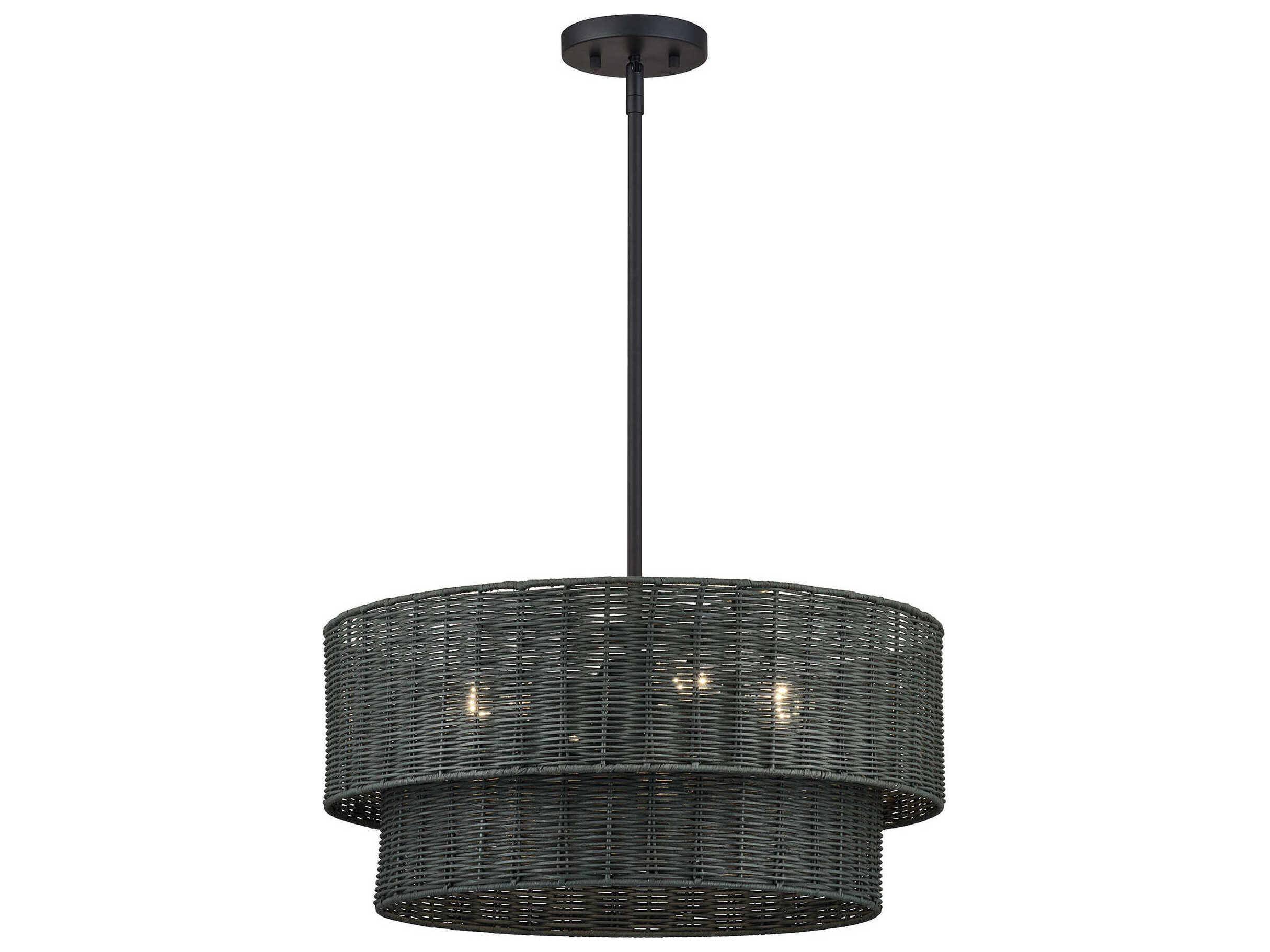 Livex Lighting Weavington 4-Light Black Drum Pendant