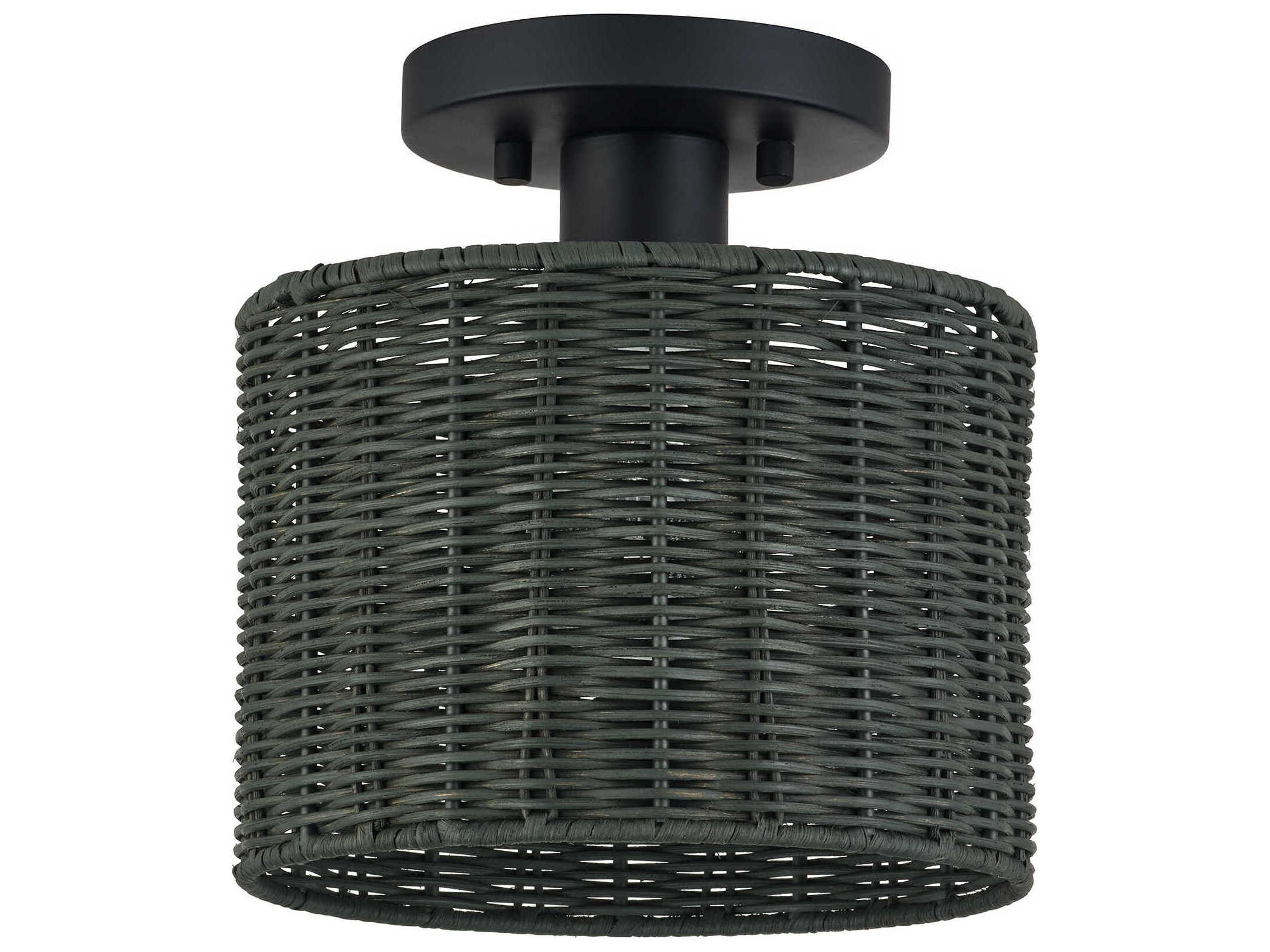 Livex Lighting Weavington 1-Light Black Drum Semi Flush Mount