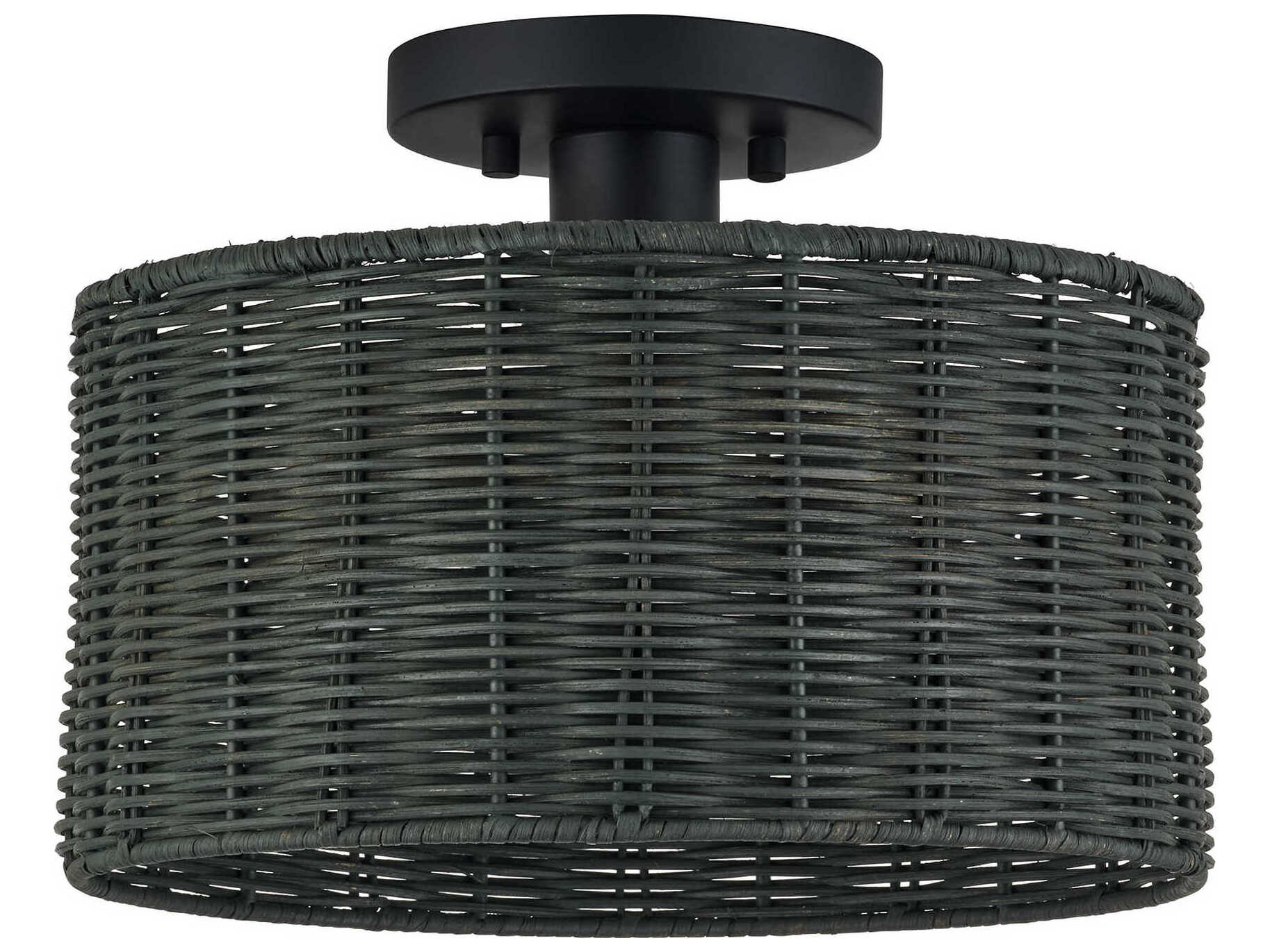 Livex Lighting Weavington 1-Light Black Drum Semi Flush Mount