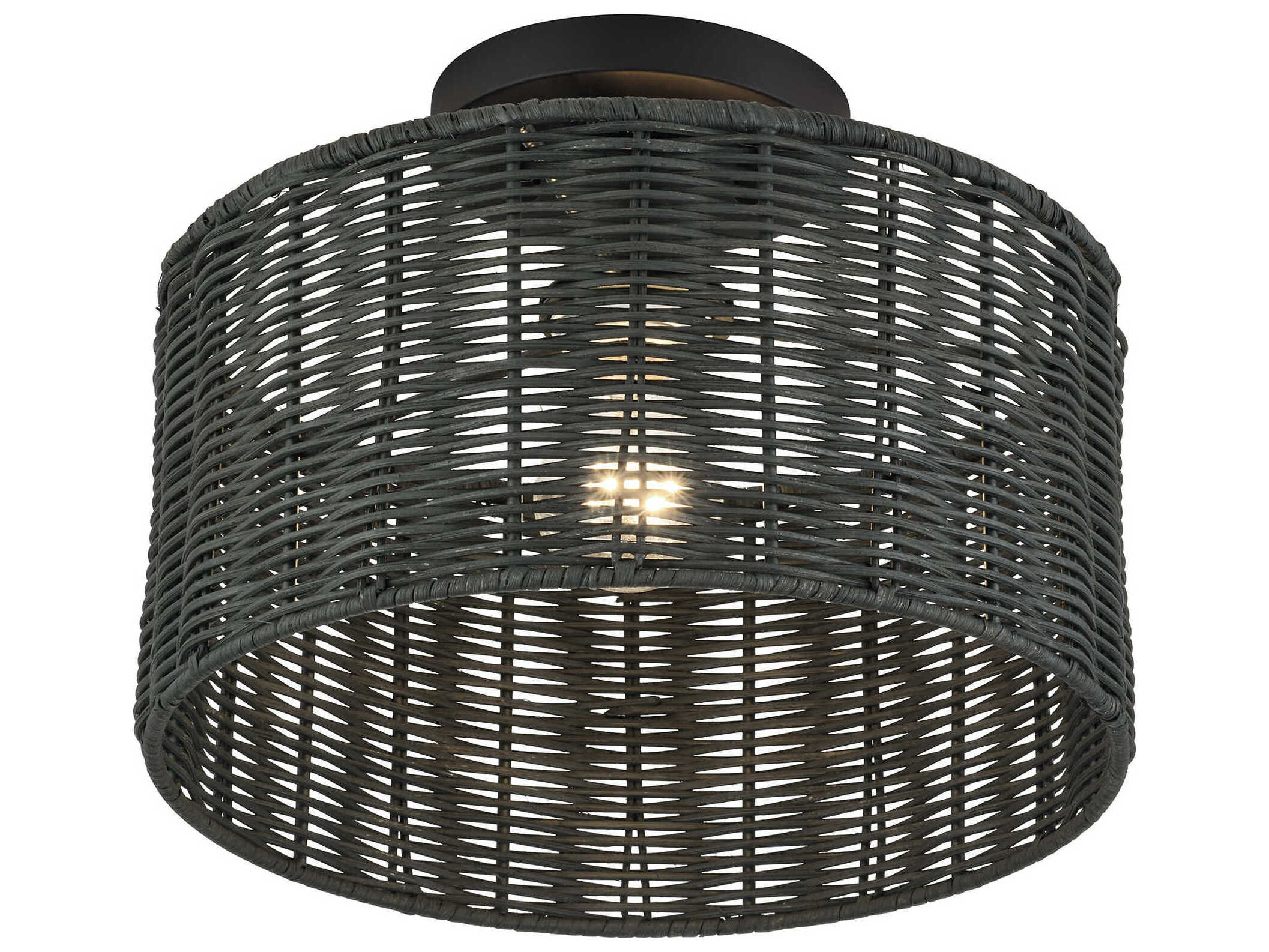 Livex Lighting Weavington 1-Light Black Drum Semi Flush Mount