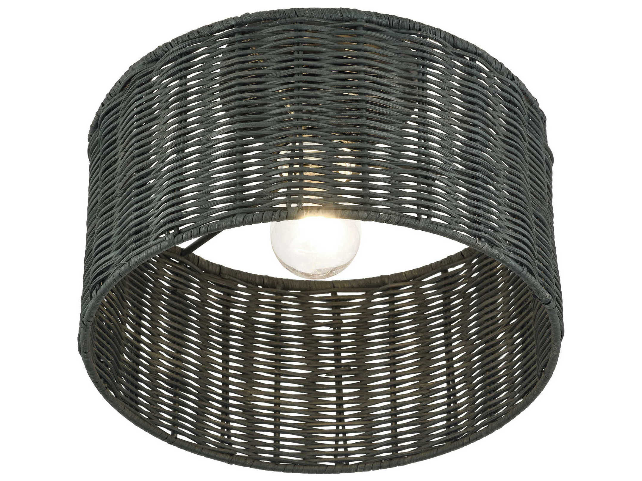 Livex Lighting Weavington 1-Light Black Drum Semi Flush Mount