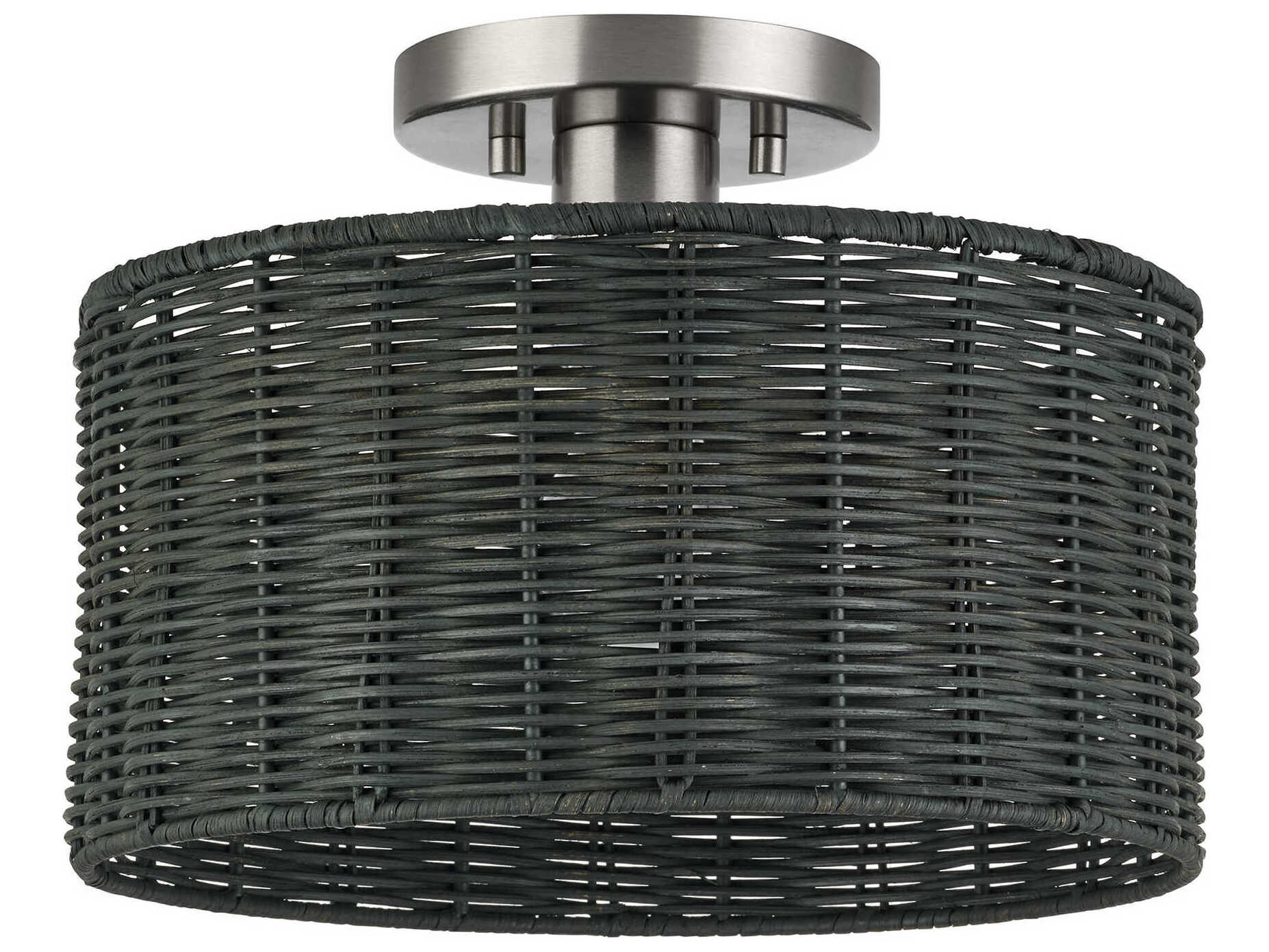 Livex Lighting Weavington 1-Light Brushed Nickel Drum Semi Flush Mount