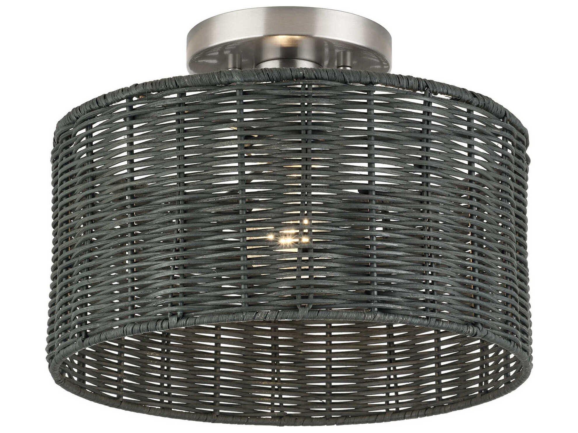 Livex Lighting Weavington 1-Light Brushed Nickel Drum Semi Flush Mount