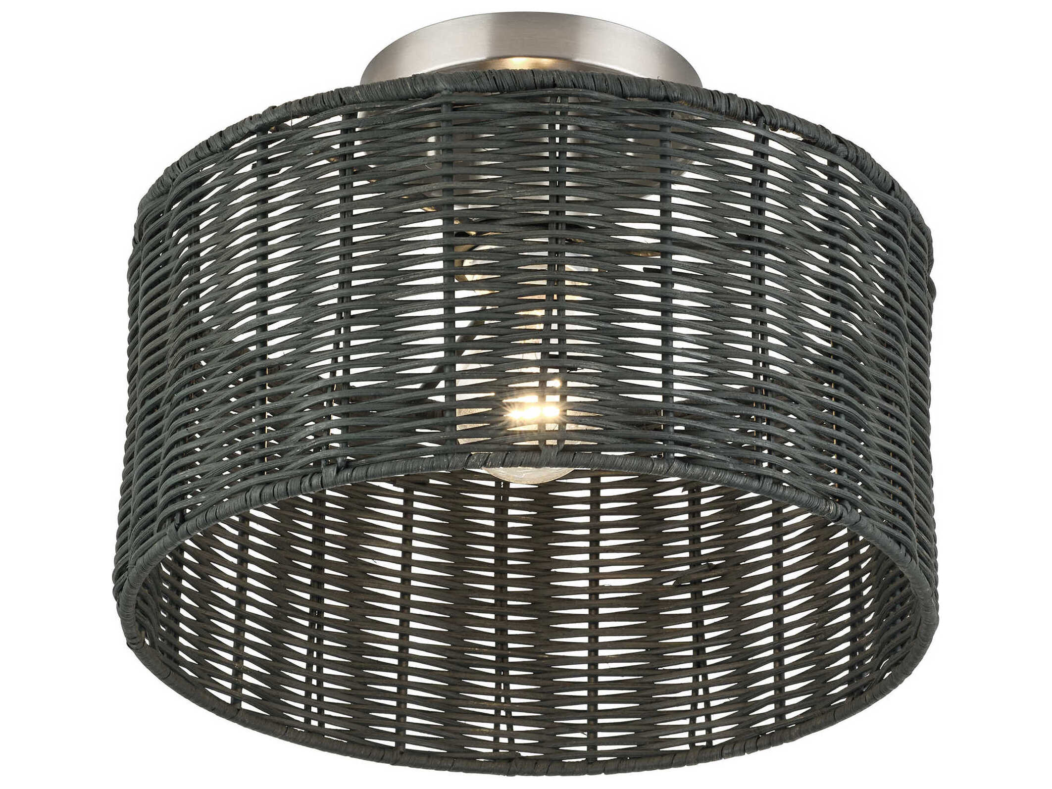 Livex Lighting Weavington 1-Light Brushed Nickel Drum Semi Flush Mount