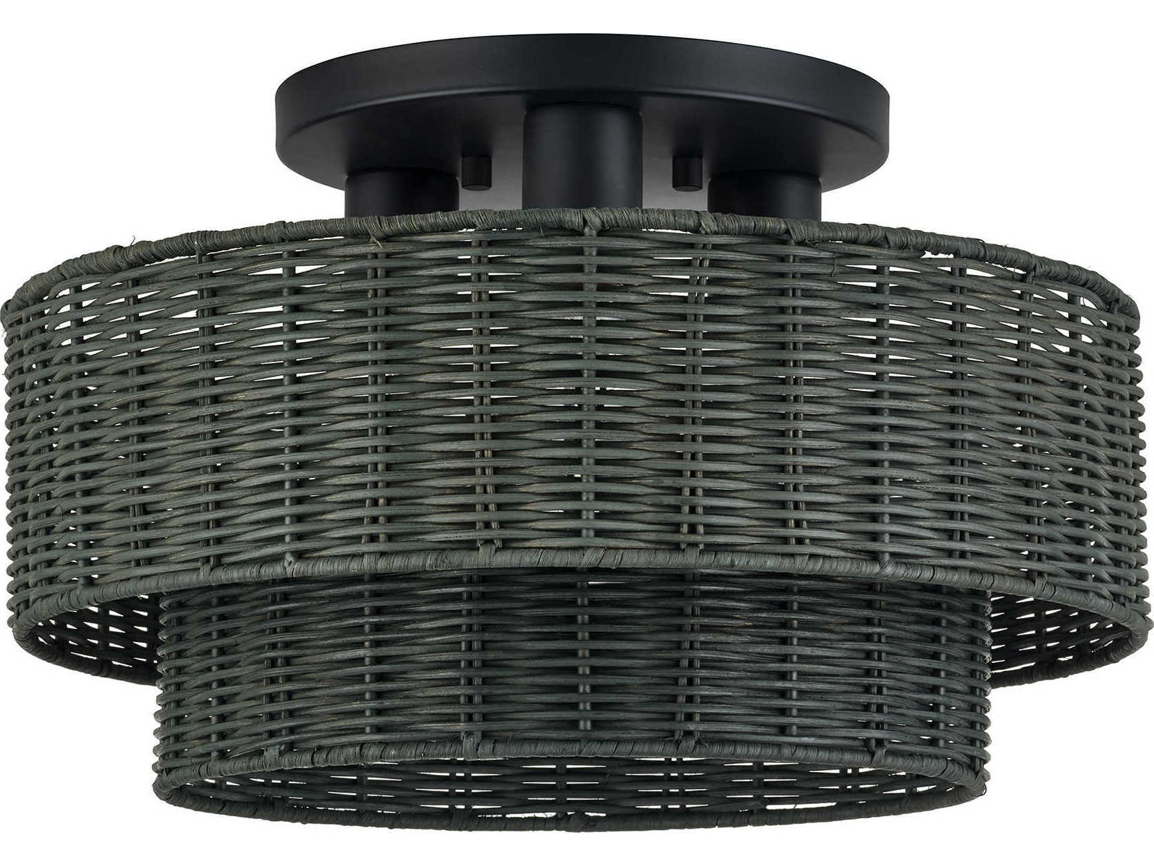 Livex Lighting Weavington 3-Light Black Drum Semi Flush Mount