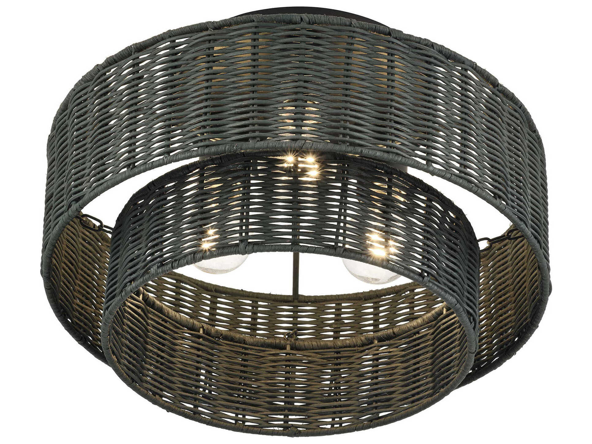 Livex Lighting Weavington 3-Light Black Drum Semi Flush Mount