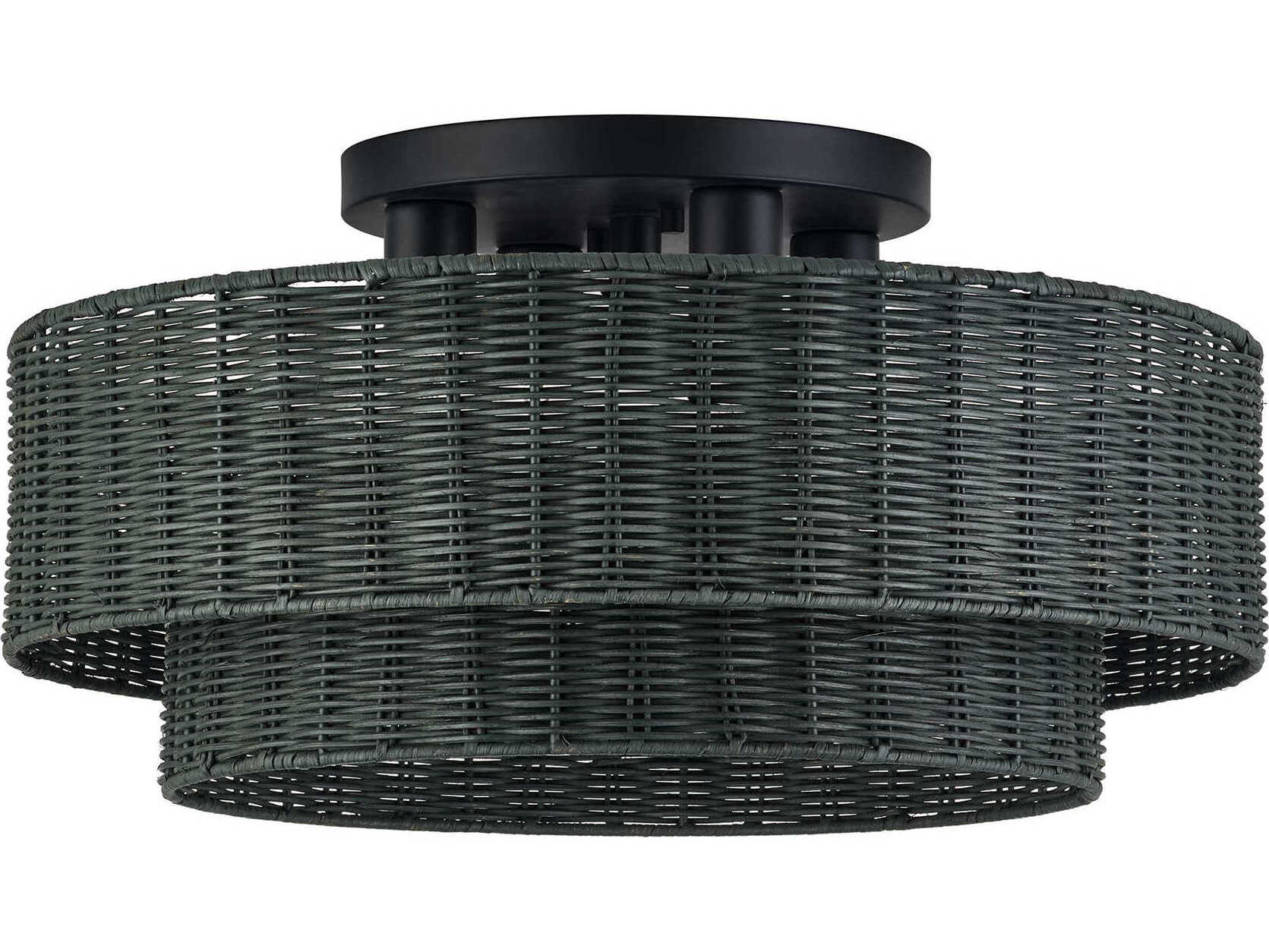 Livex Lighting Weavington 4-Light Black Drum Semi Flush Mount