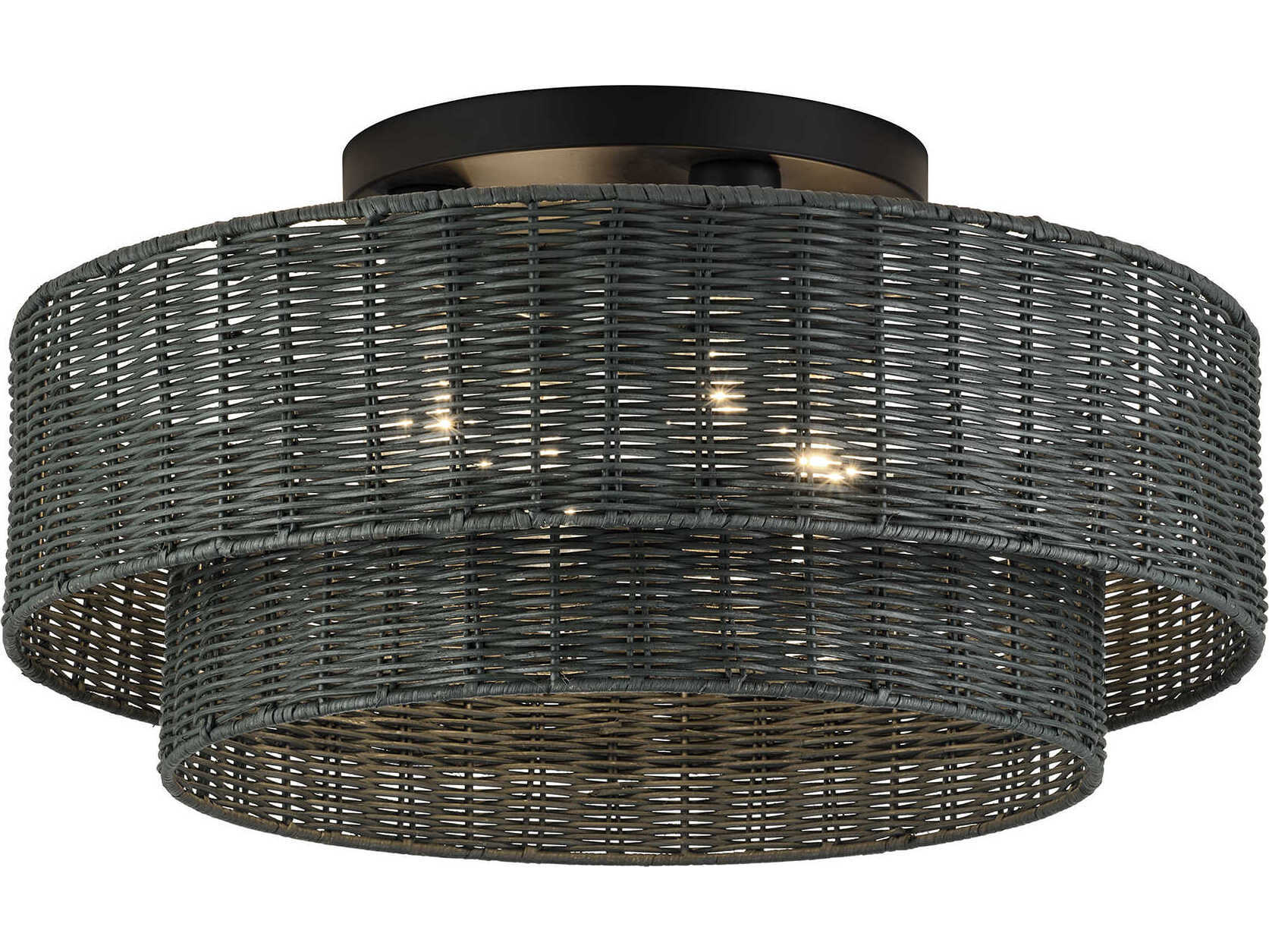 Livex Lighting Weavington 4-Light Black Drum Semi Flush Mount