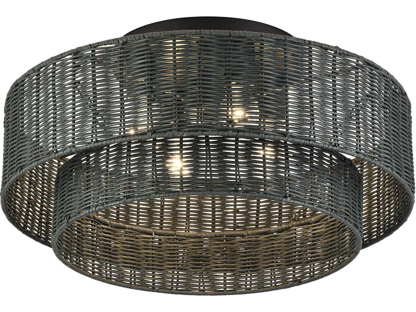 Livex Lighting Weavington 4-Light Black Drum Semi Flush Mount