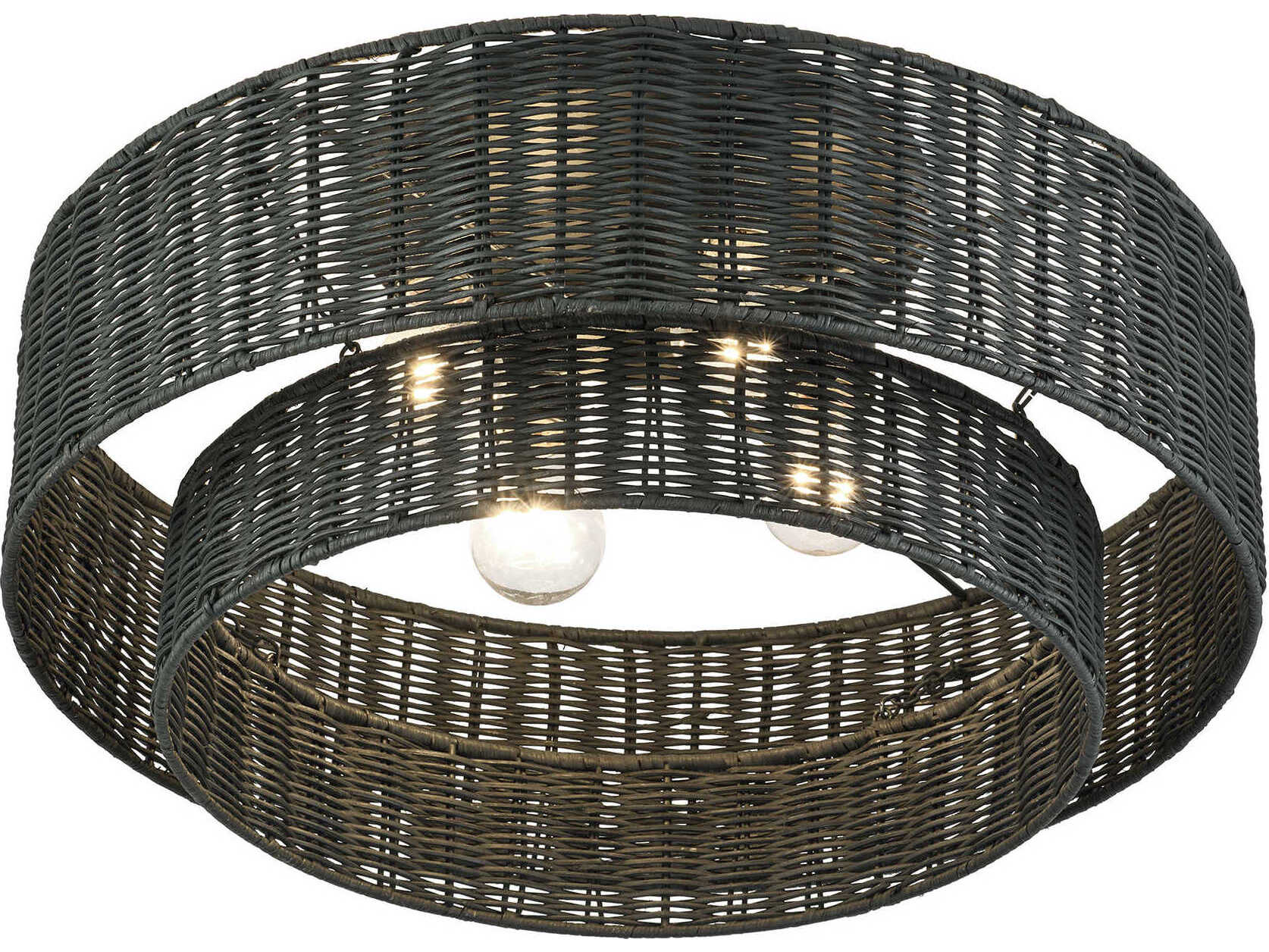 Livex Lighting Weavington 4-Light Black Drum Semi Flush Mount