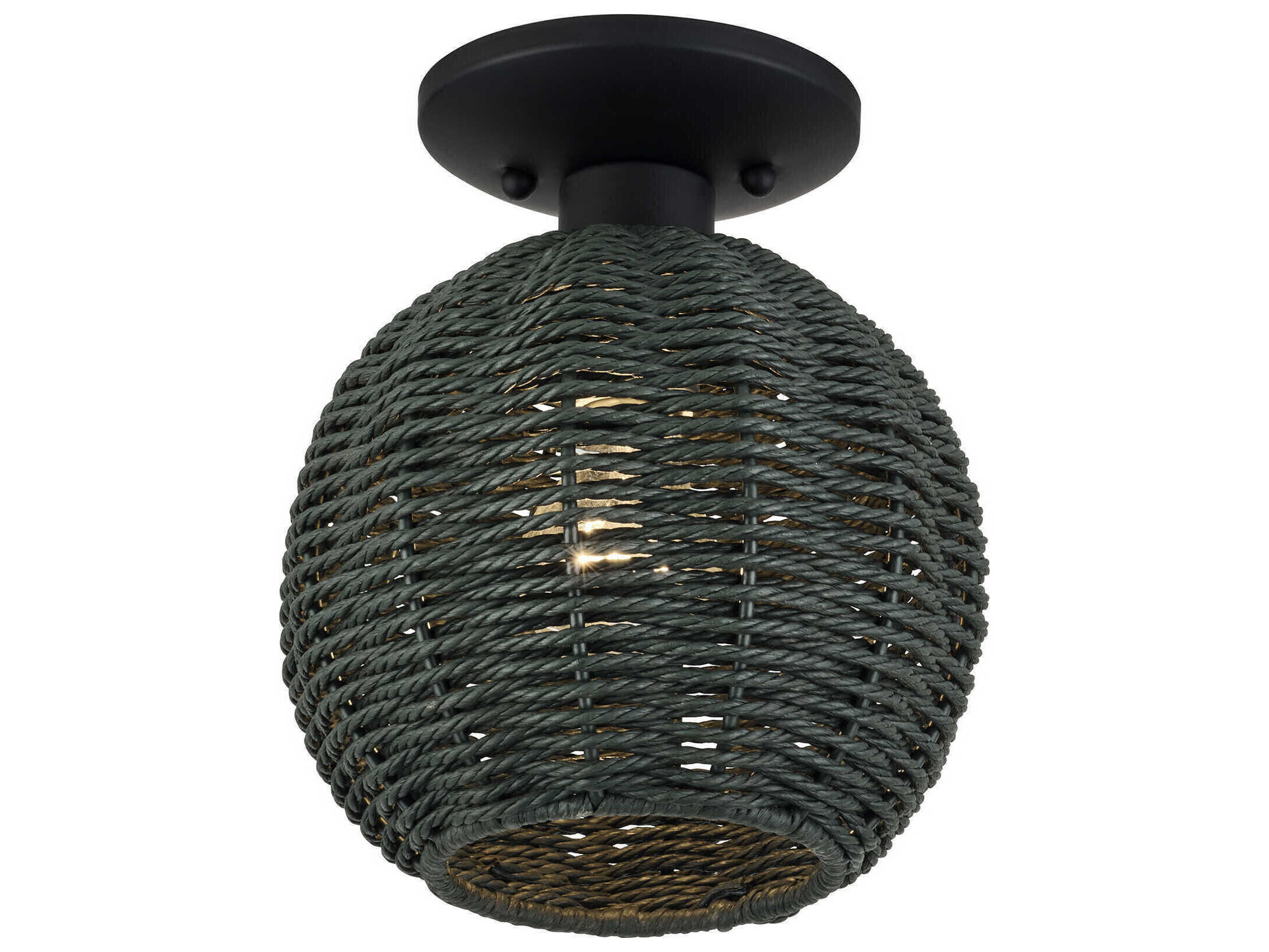 Livex Lighting Deluna 1-Light Black Globe Semi Flush Mount