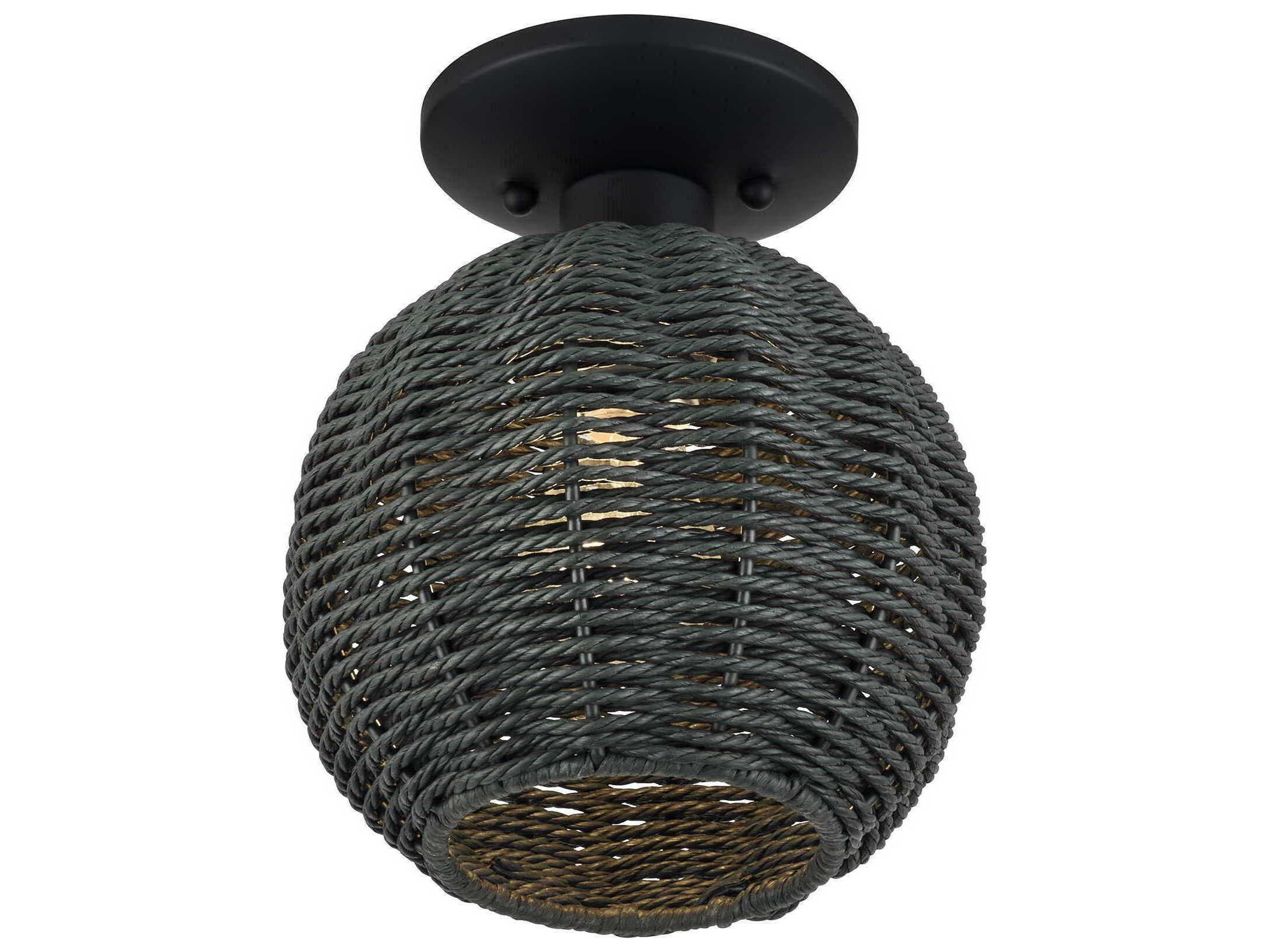 Livex Lighting Deluna 1-Light Black Globe Semi Flush Mount