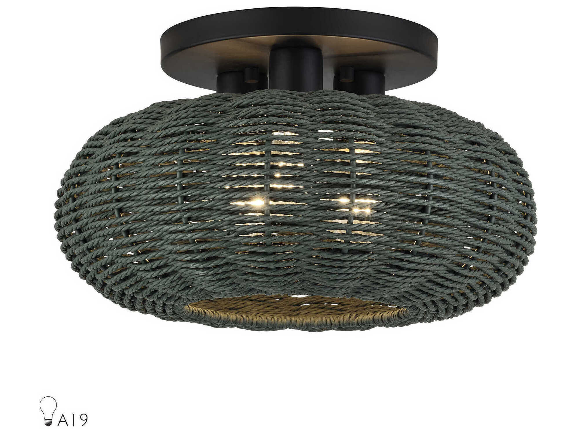 Livex Lighting Deluna 3-Light Black Semi Flush Mount