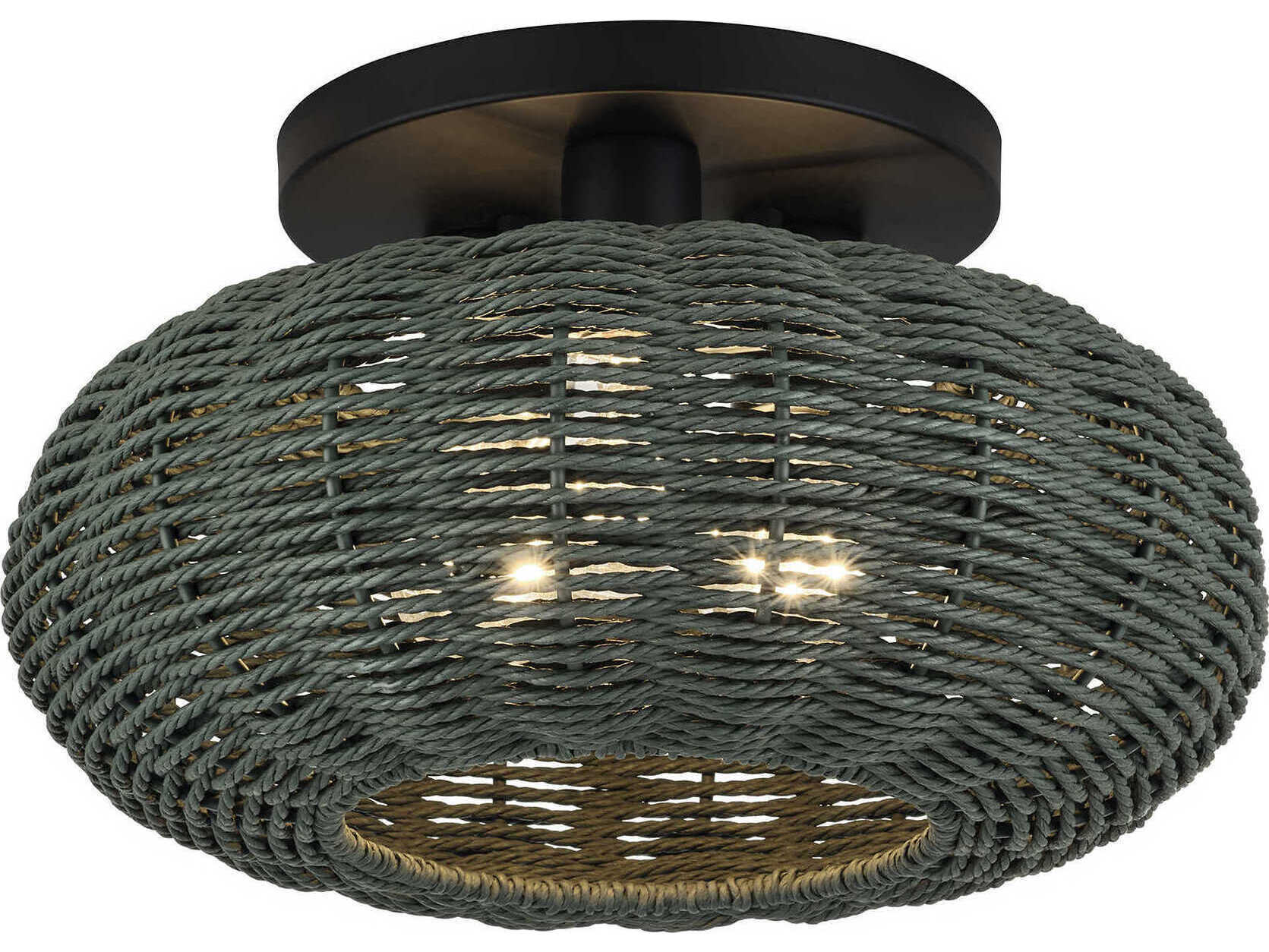 Livex Lighting Deluna 3-Light Black Semi Flush Mount