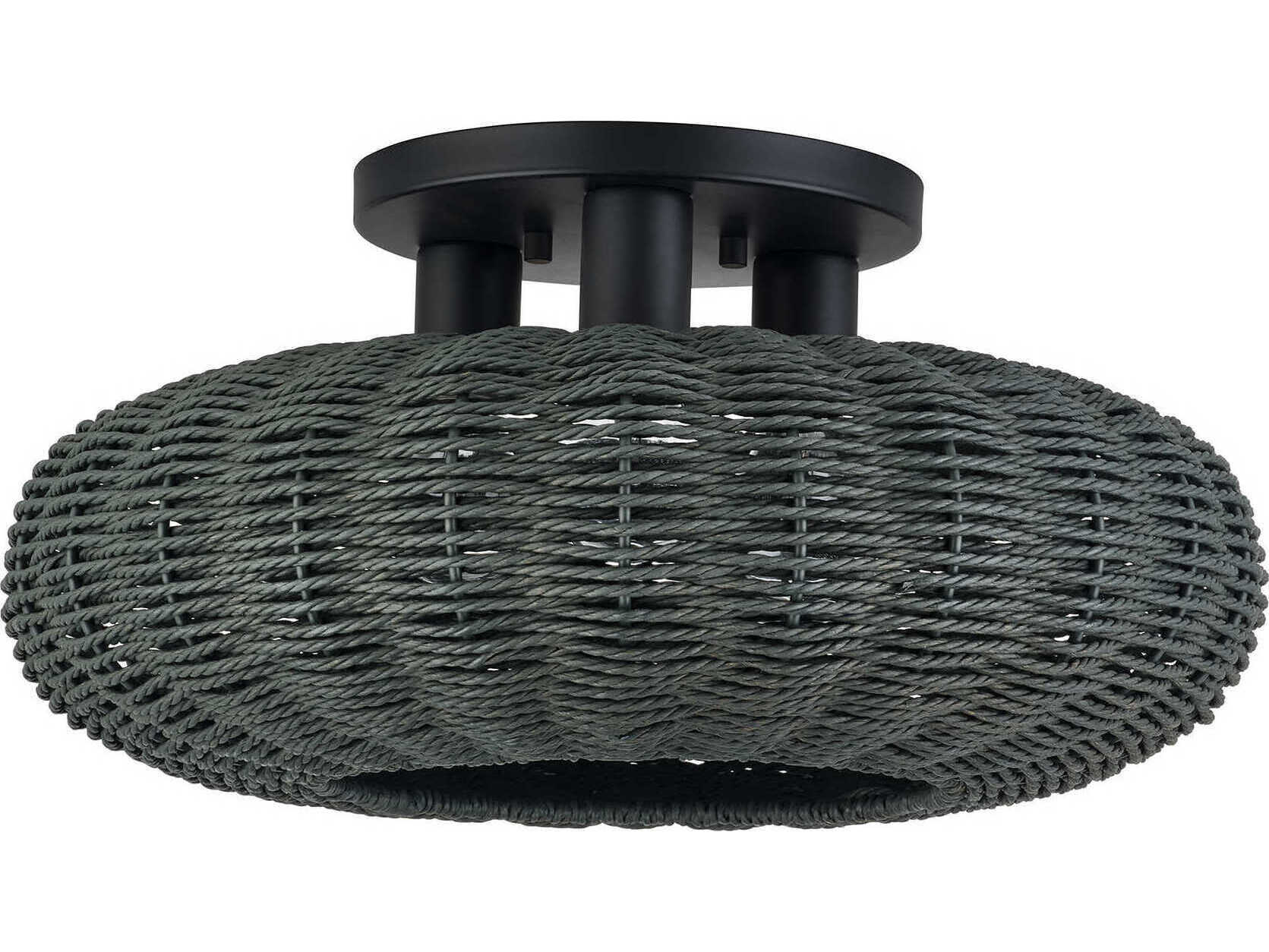 Livex Lighting Deluna 3-Light Black Globe Semi Flush Mount