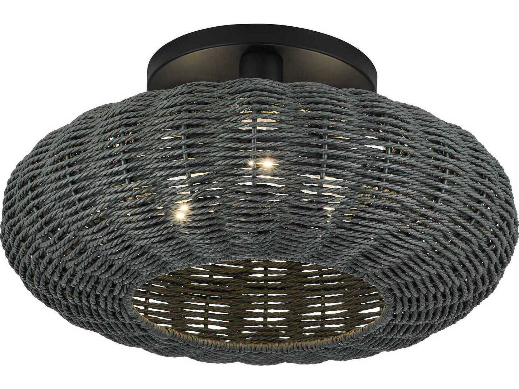 Livex Lighting Deluna 3-Light Black Globe Semi Flush Mount