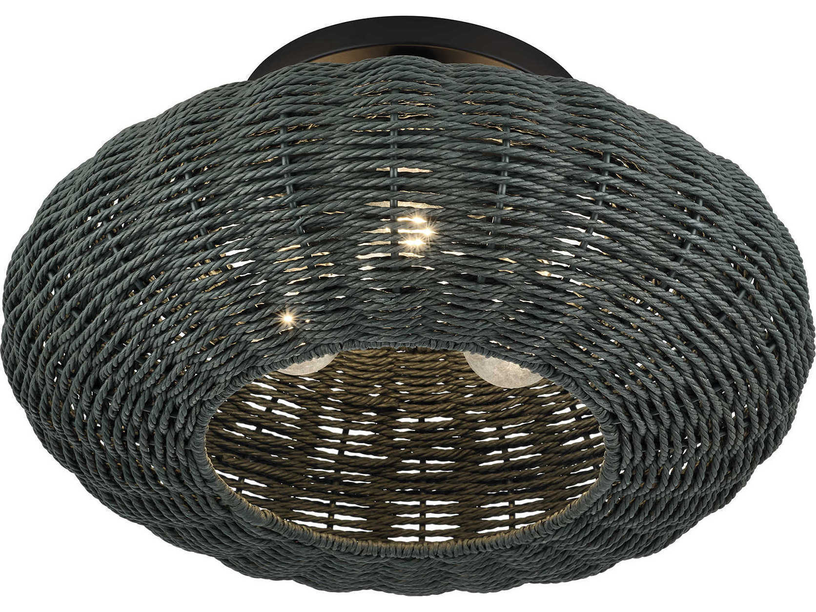 Livex Lighting Deluna 3-Light Black Globe Semi Flush Mount