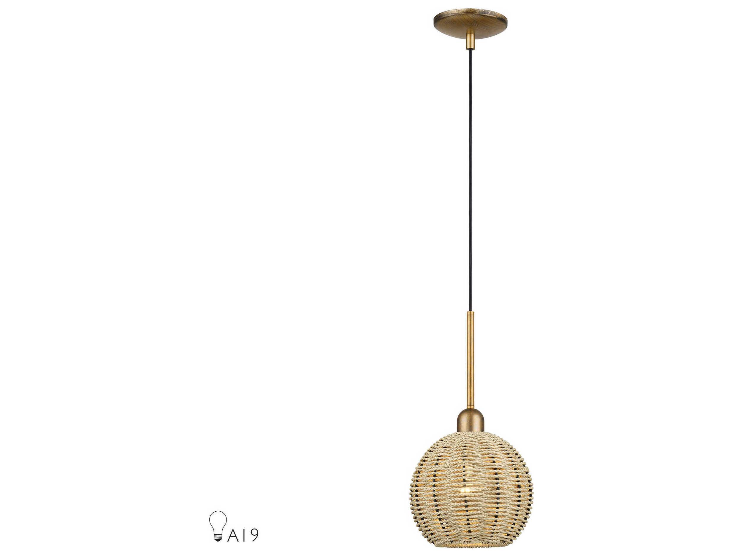 Livex Lighting Summervine 1-Light Antique Gold Leaf Drum Mini Pendant