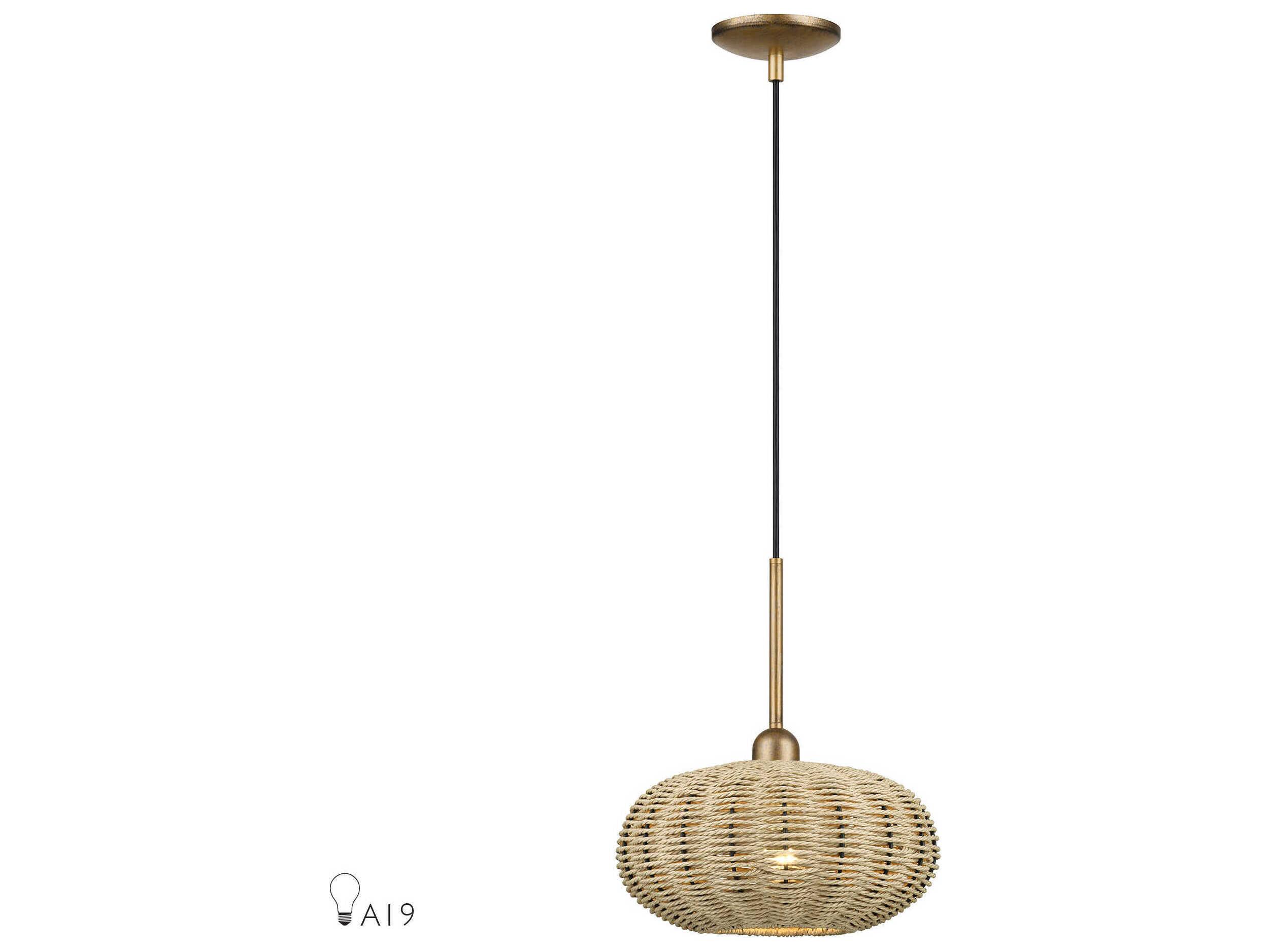 Livex Lighting Summervine 1-Light Antique Gold Leaf Drum Mini Pendant