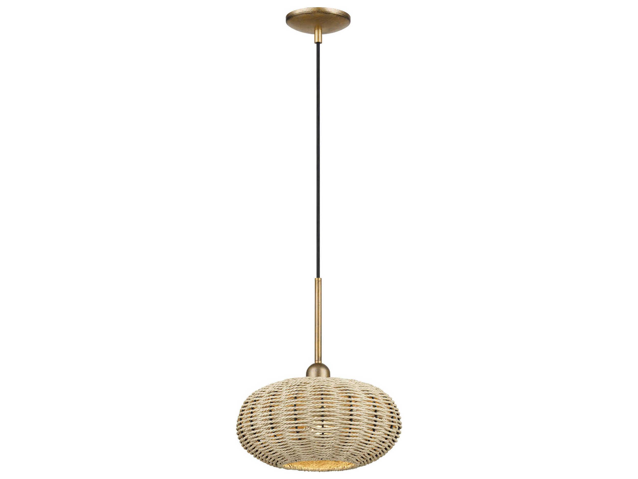 Livex Lighting Summervine 1-Light Antique Gold Leaf Drum Mini Pendant