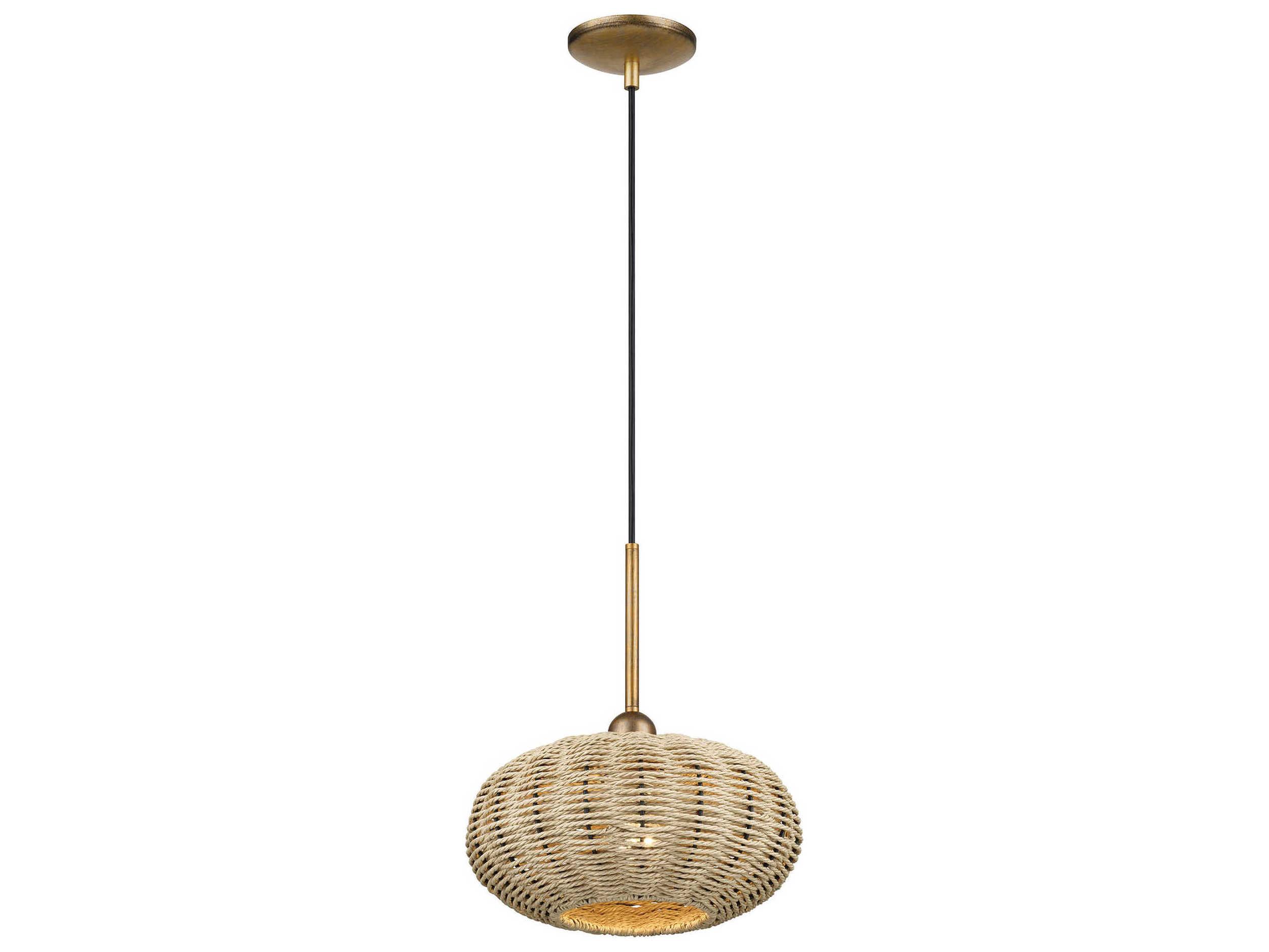 Livex Lighting Summervine 1-Light Antique Gold Leaf Drum Mini Pendant