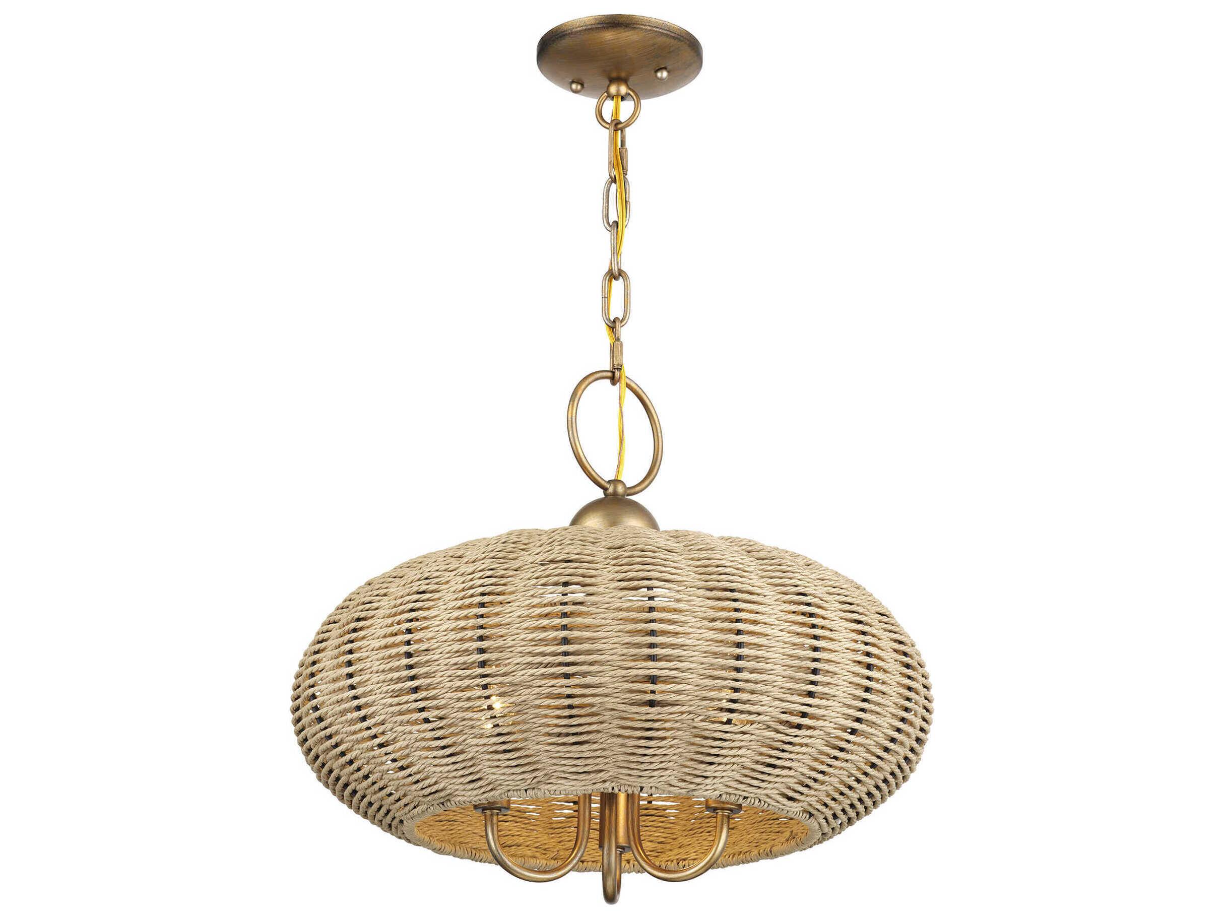 Livex Lighting Summervine 3-Light Antique Gold Leaf Drum Pendant