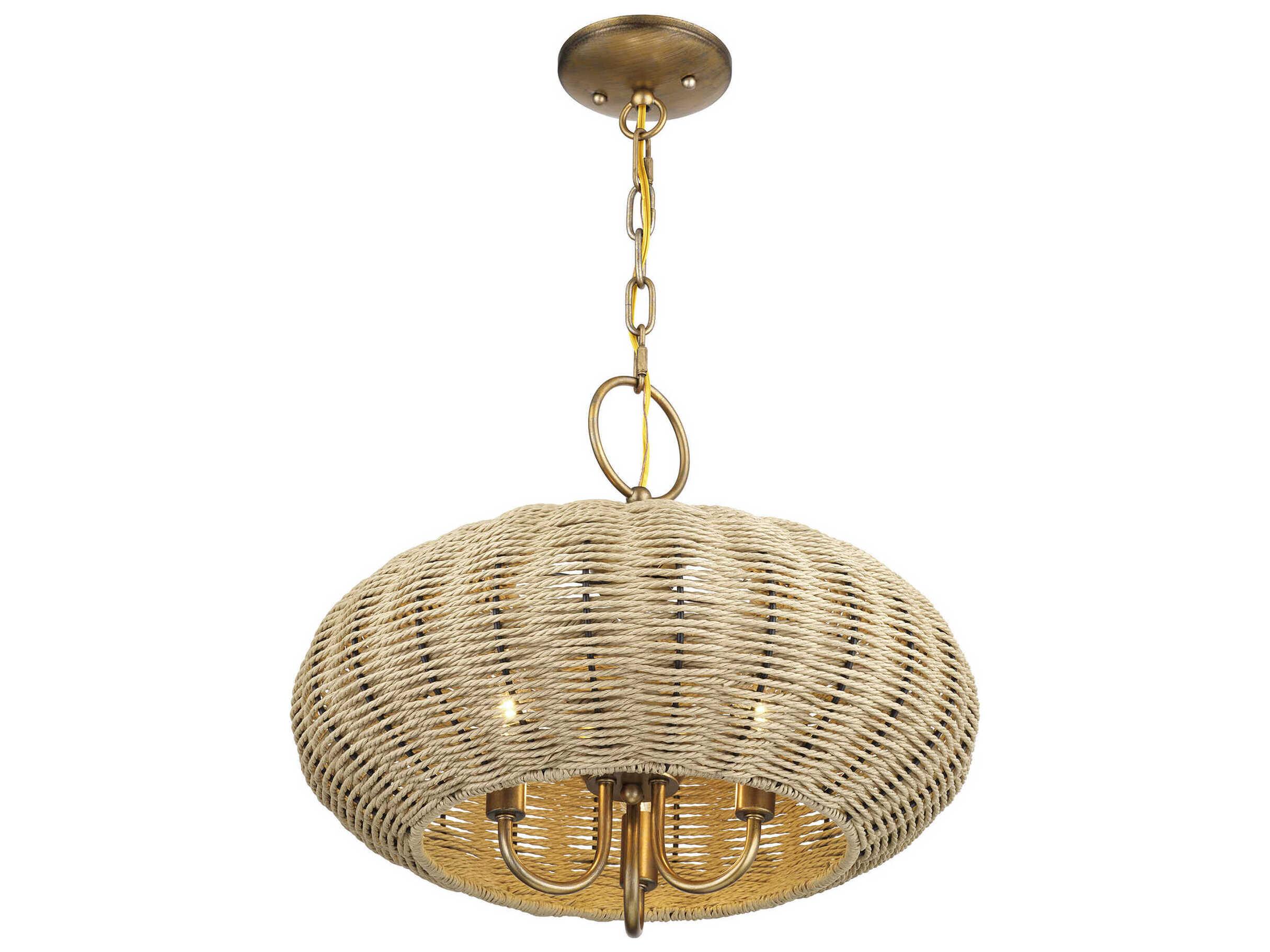 Livex Lighting Summervine 3-Light Antique Gold Leaf Drum Pendant