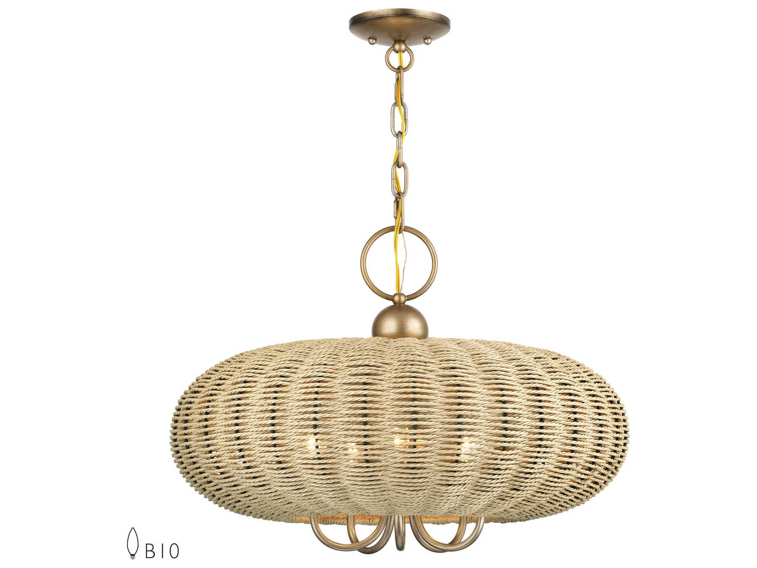 Livex Lighting Summervine 5-Light Antique Gold Leaf Linear Pendant