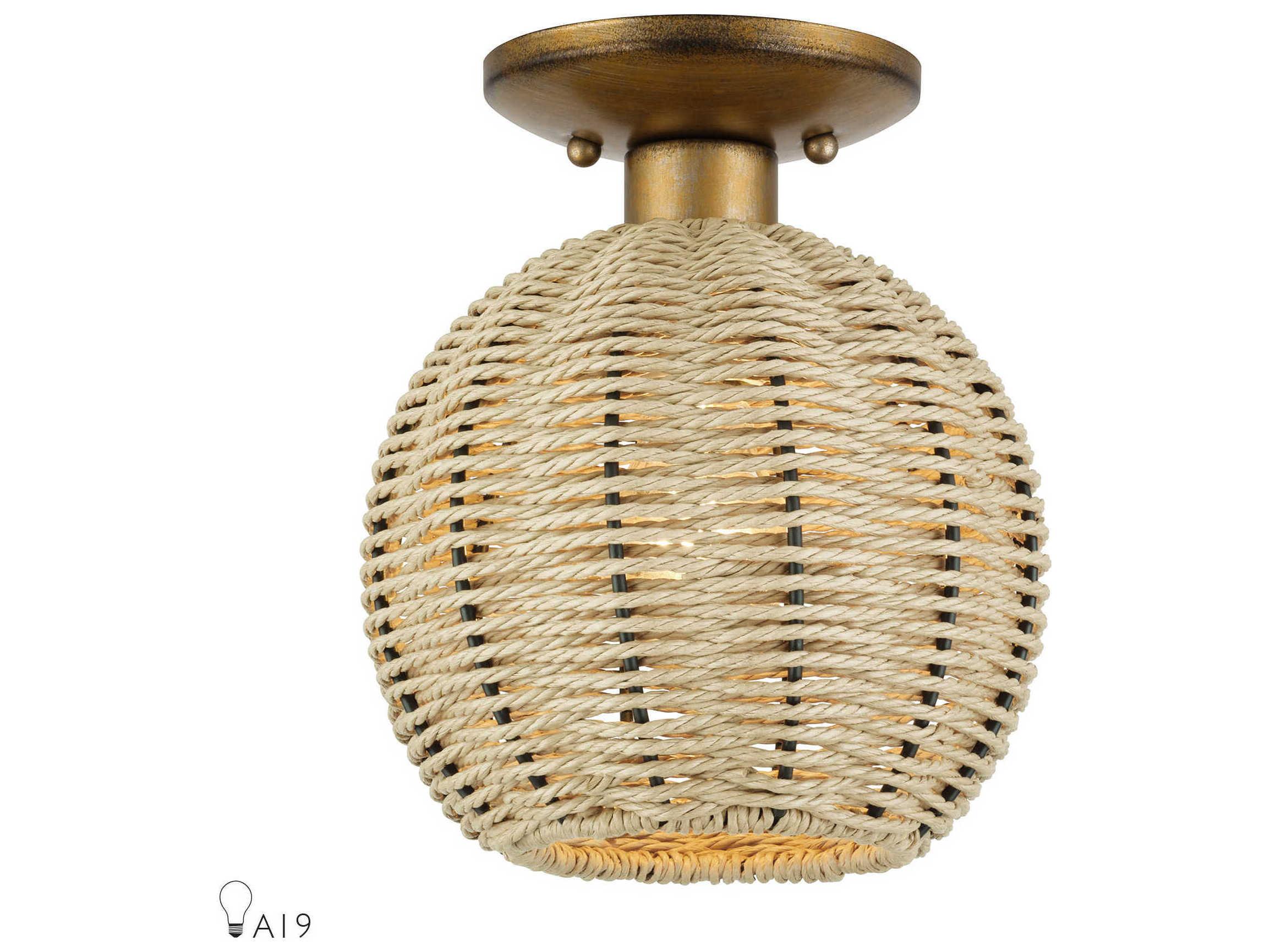 Livex Lighting Summervine 1-Light Antique Gold Leaf Drum Semi Flush Mount