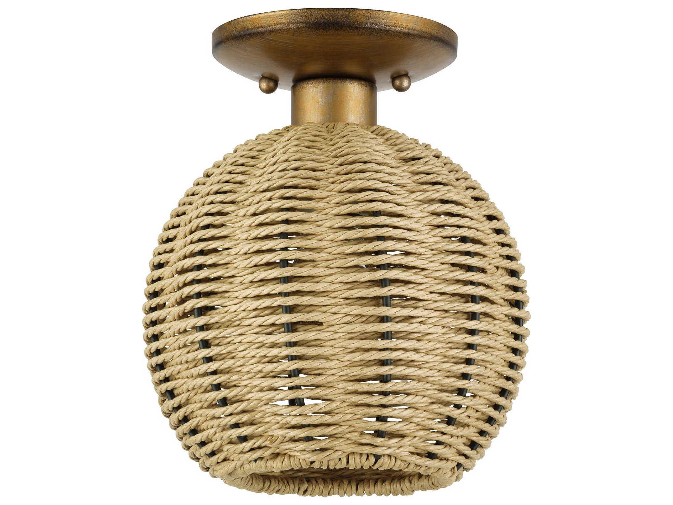 Livex Lighting Summervine 1-Light Antique Gold Leaf Drum Semi Flush Mount