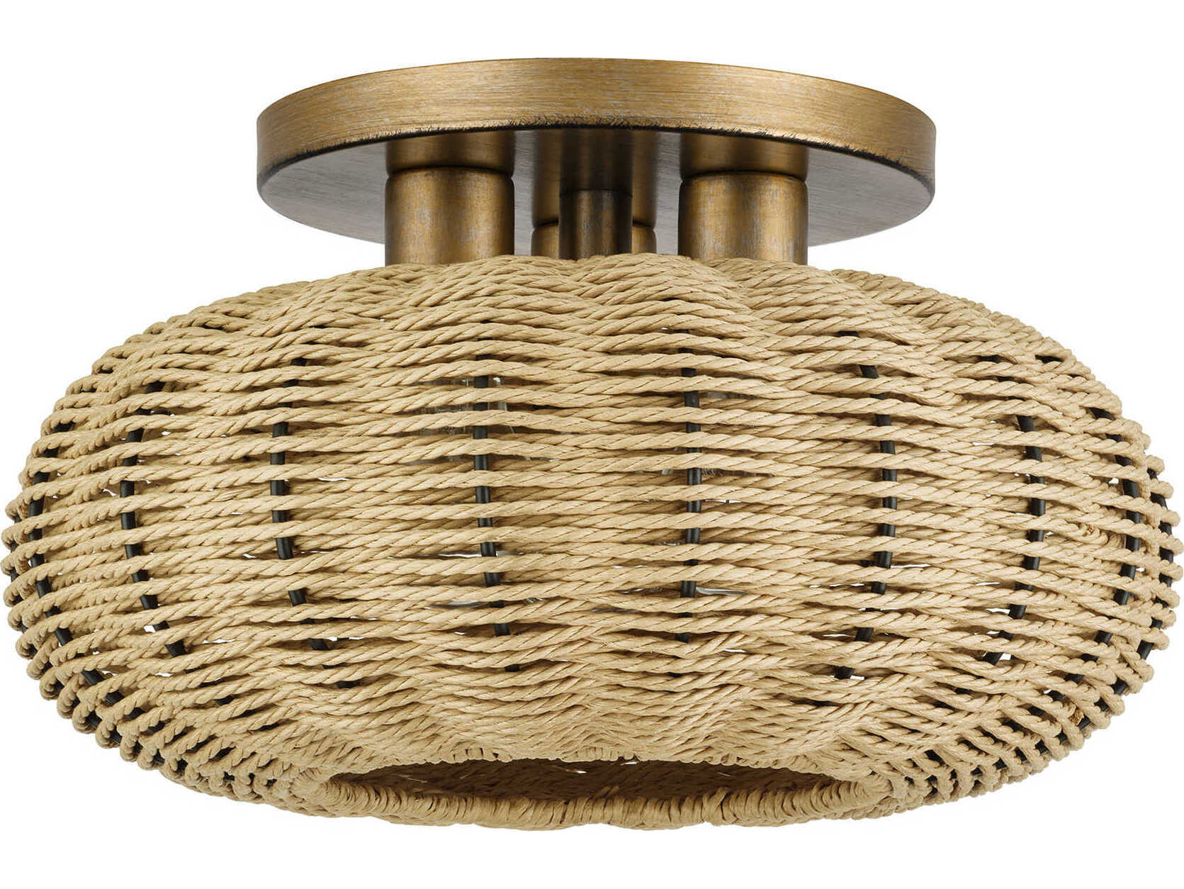 Livex Lighting Summervine 3-Light Antique Gold Leaf Drum Semi Flush Mount