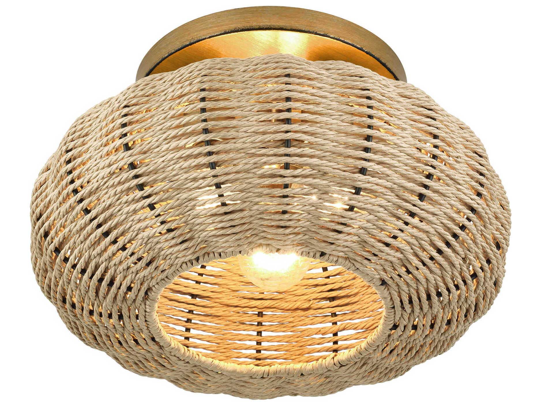 Livex Lighting Summervine 3-Light Antique Gold Leaf Drum Semi Flush Mount