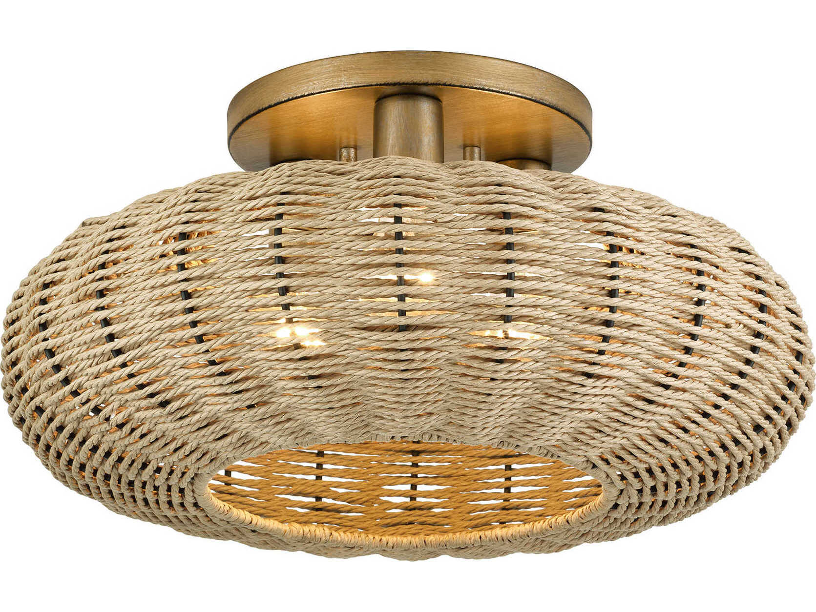 Livex Lighting Summervine 3-Light Antique Gold Leaf Drum Semi Flush Mount