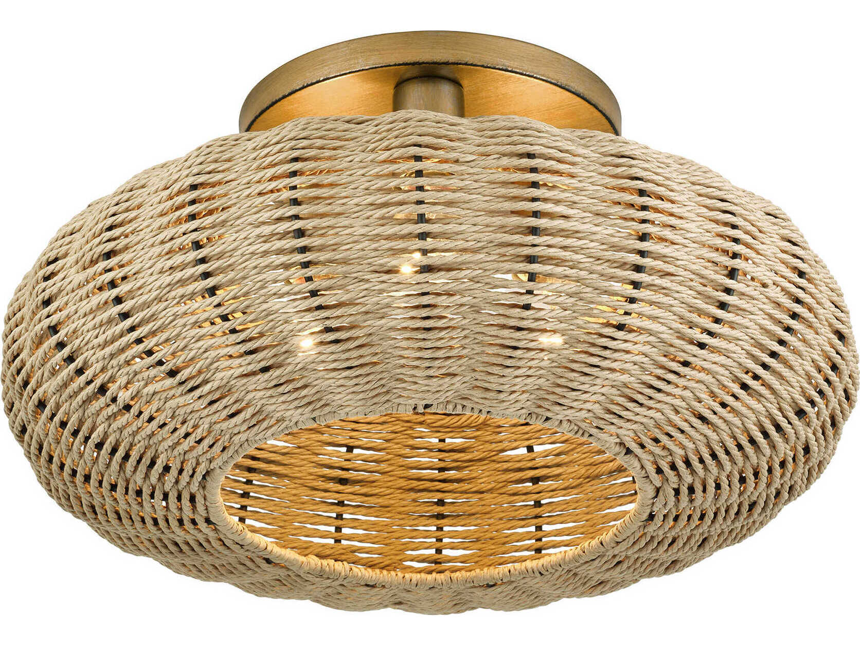 Livex Lighting Summervine 3-Light Antique Gold Leaf Drum Semi Flush Mount