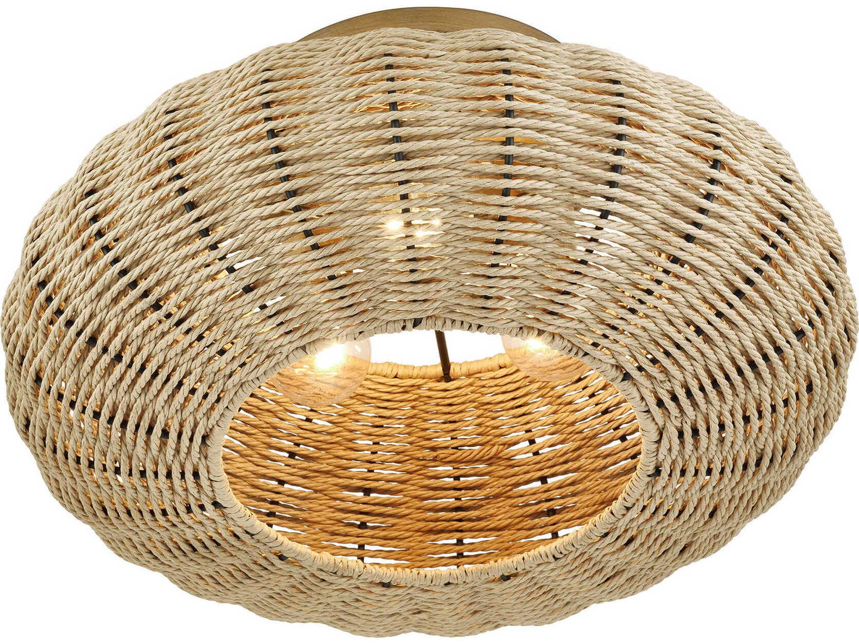 Livex Lighting Summervine 3-Light Antique Gold Leaf Drum Semi Flush Mount