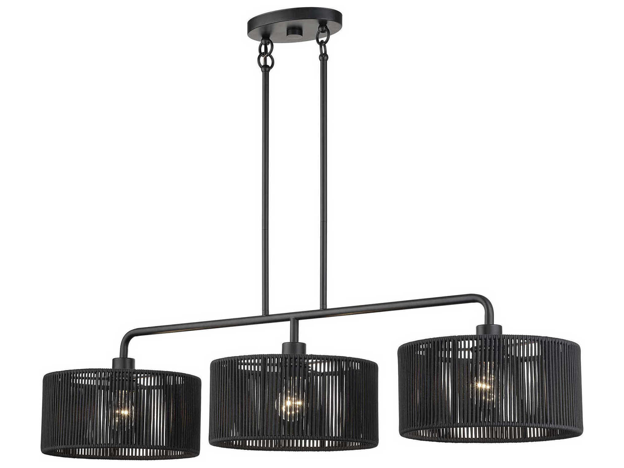 Livex Lighting Acordia 3-Light Black Drum Island Pendant