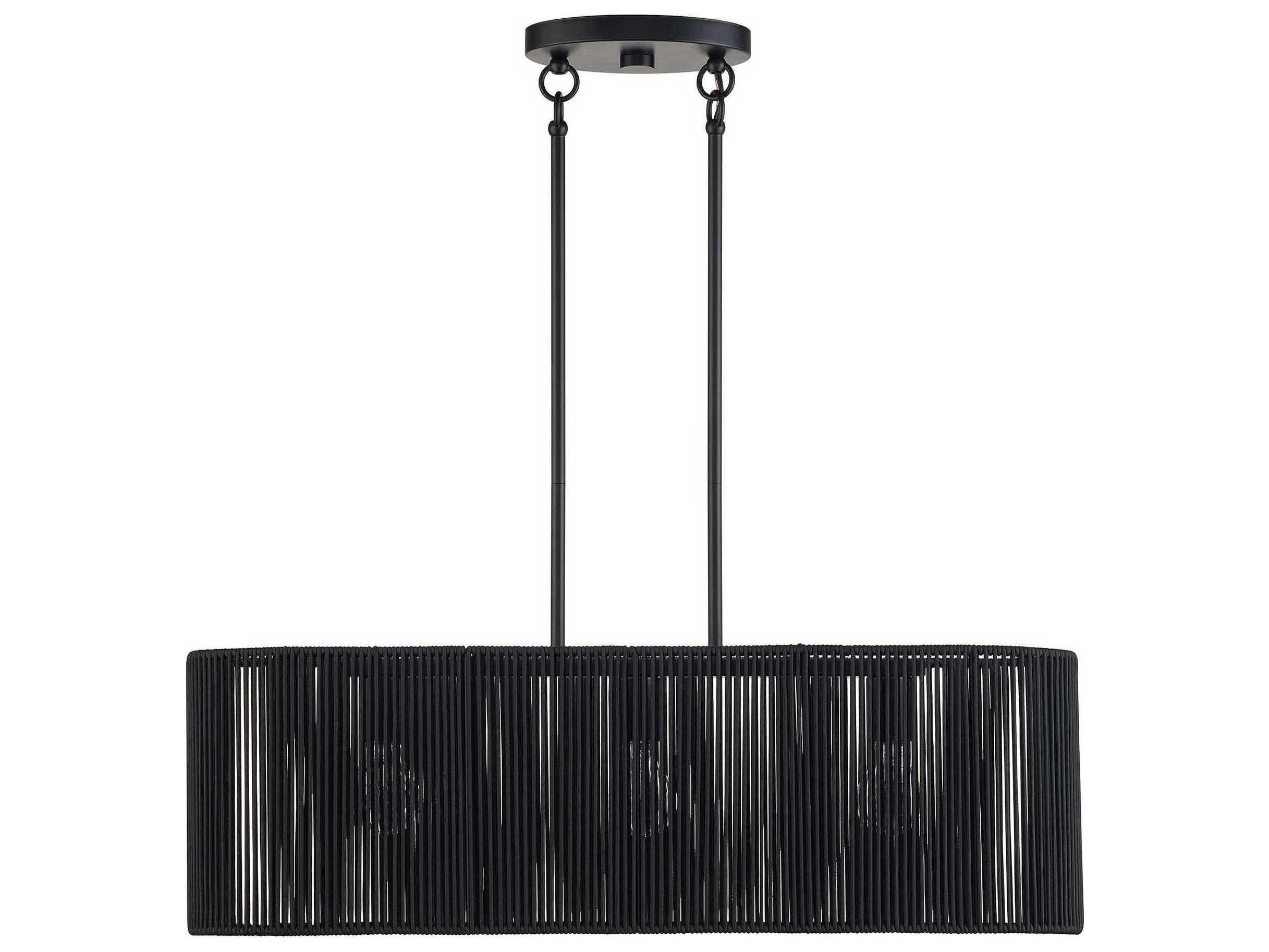 Livex Lighting Acordia 3-Light Black Drum Island Pendant
