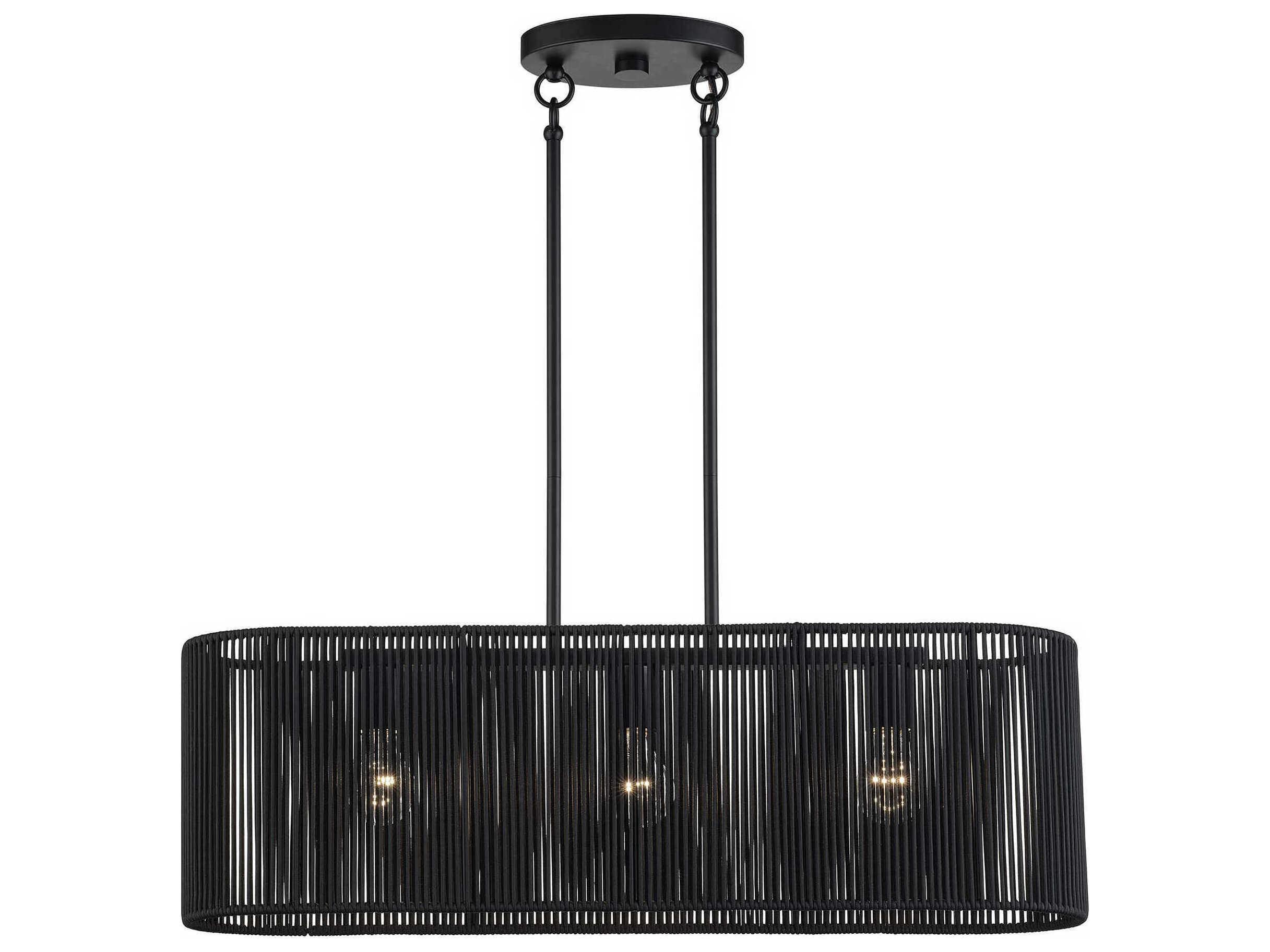 Livex Lighting Acordia 3-Light Black Drum Island Pendant