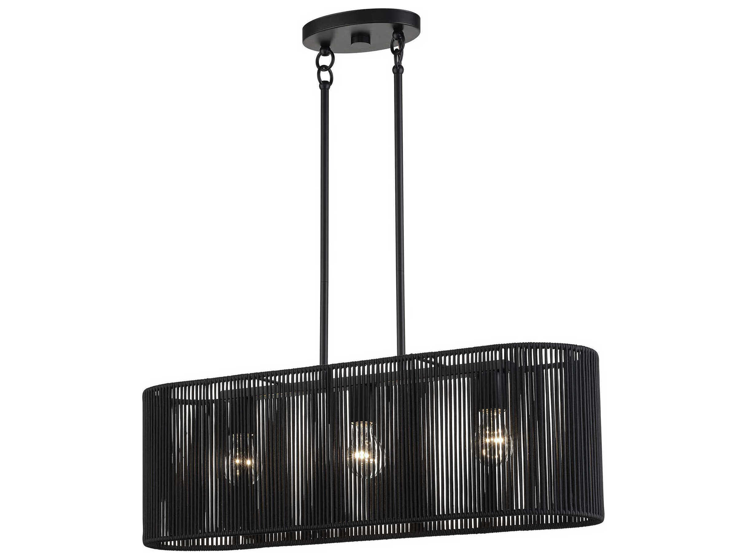Livex Lighting Acordia 3-Light Black Drum Island Pendant