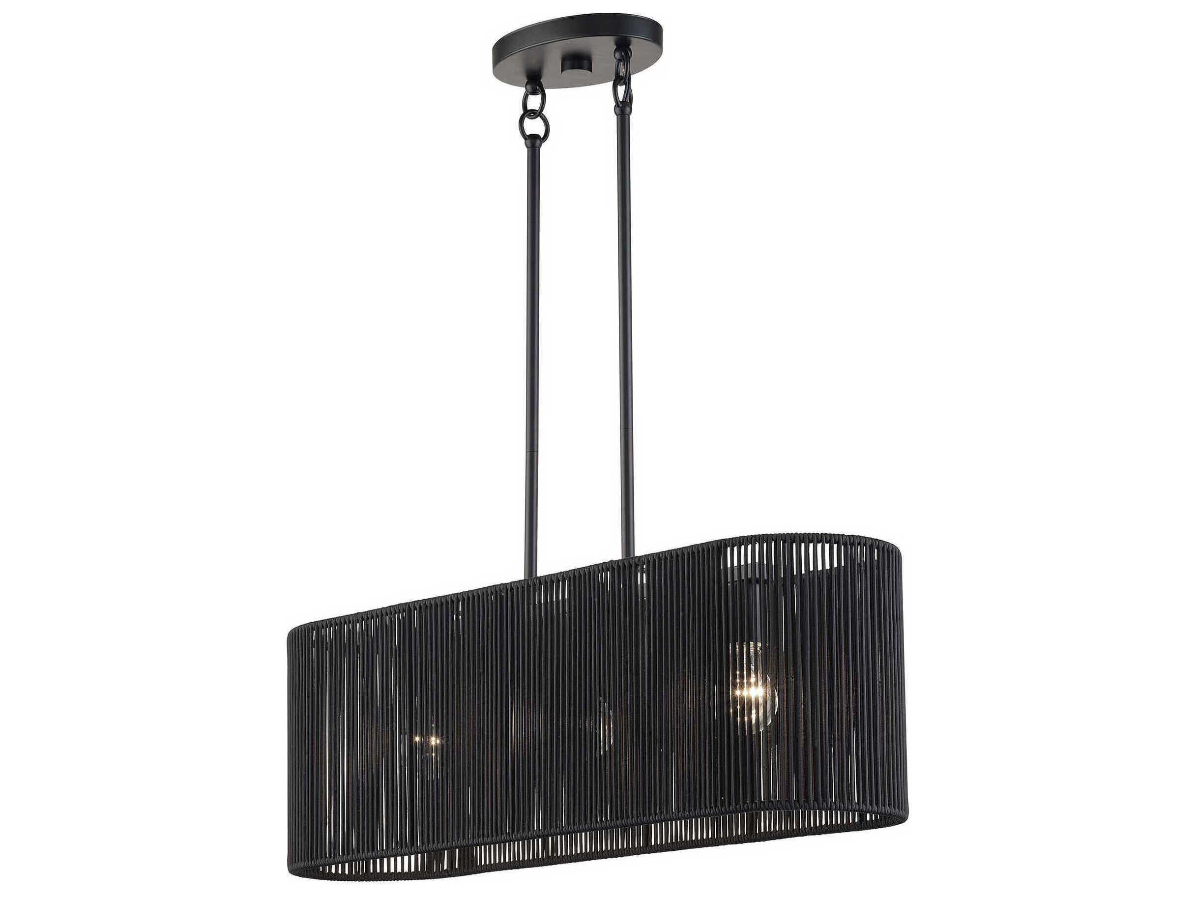Livex Lighting Acordia 3-Light Black Drum Island Pendant