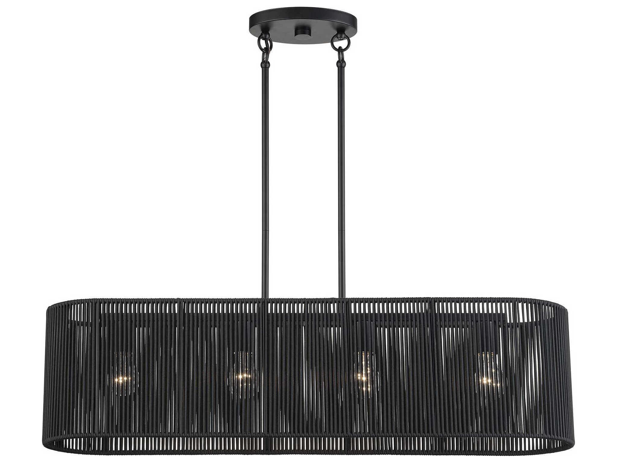 Livex Lighting Acordia 4-Light Black Drum Island Pendant