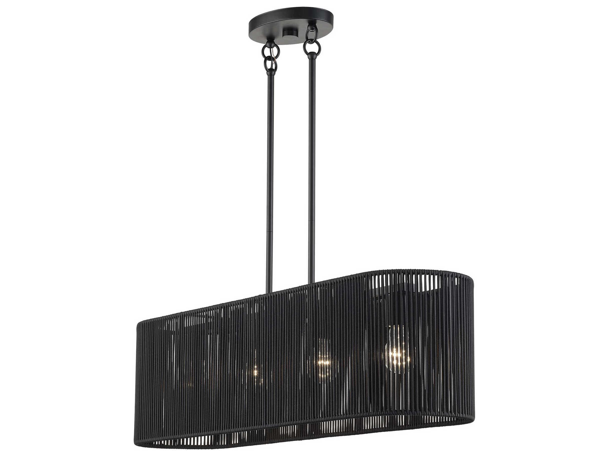 Livex Lighting Acordia 4-Light Black Drum Island Pendant