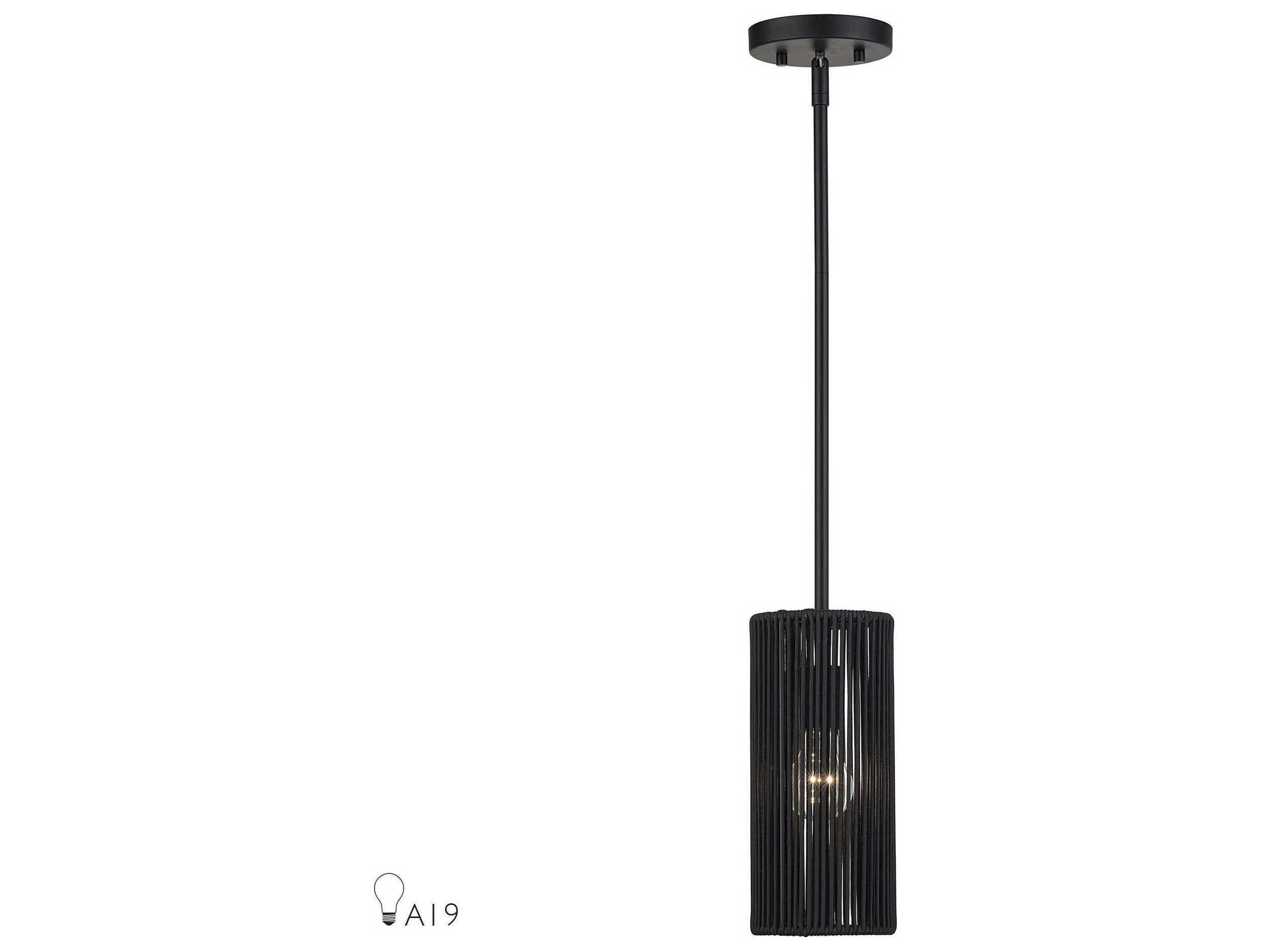 Livex Lighting Acordia 1-Light Black Drum Mini Pendant