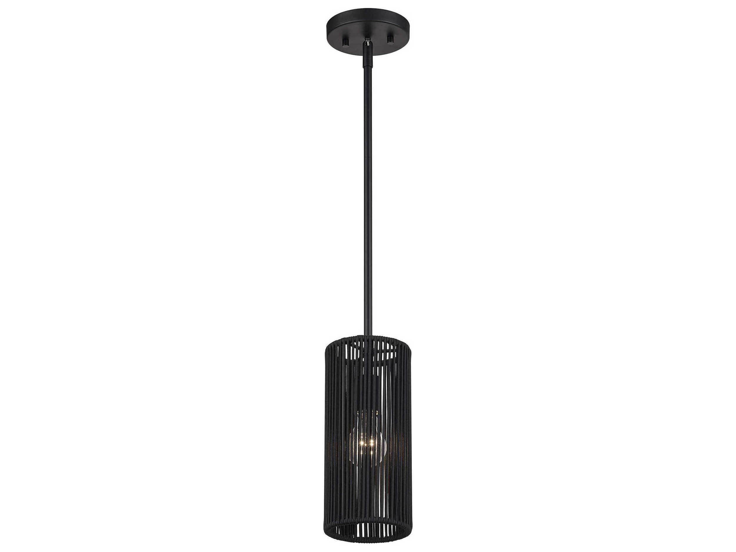 Livex Lighting Acordia 1-Light Black Drum Mini Pendant